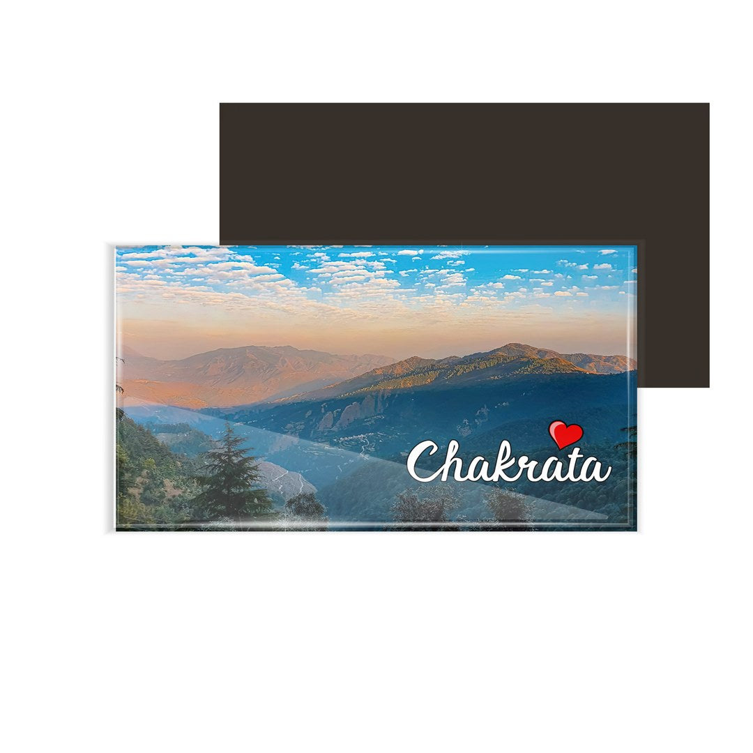 dhcrafts Fridge Magnet Rectangle Acrylic Glass (8.6 x 5.4 cm) Multicolor Uttarakhand Chakrata Design Pack of 1