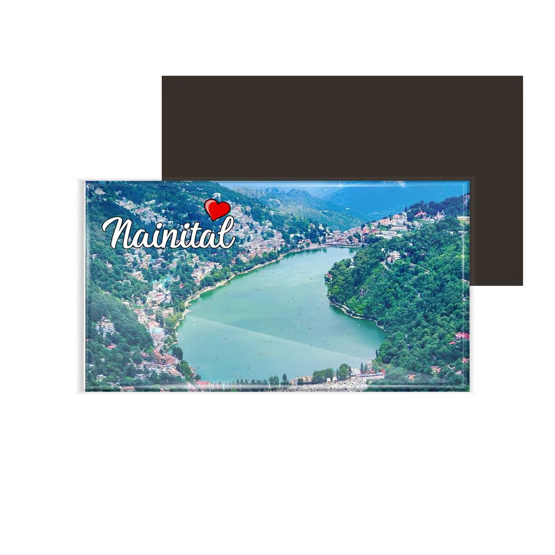 dhcrafts Fridge Magnet Rectangle Acrylic Glass (8.6 x 5.4 cm) Multicolor Uttarakhand Nainital Design Pack of 1