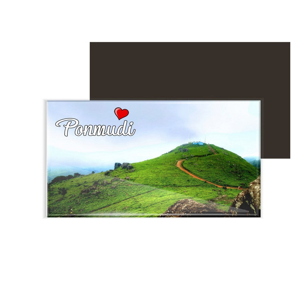 dhcrafts Fridge Magnet Rectangle Acrylic Glass (8.6 x 5.4 cm) Multicolor Kerala Ponmudi Design Pack of 1