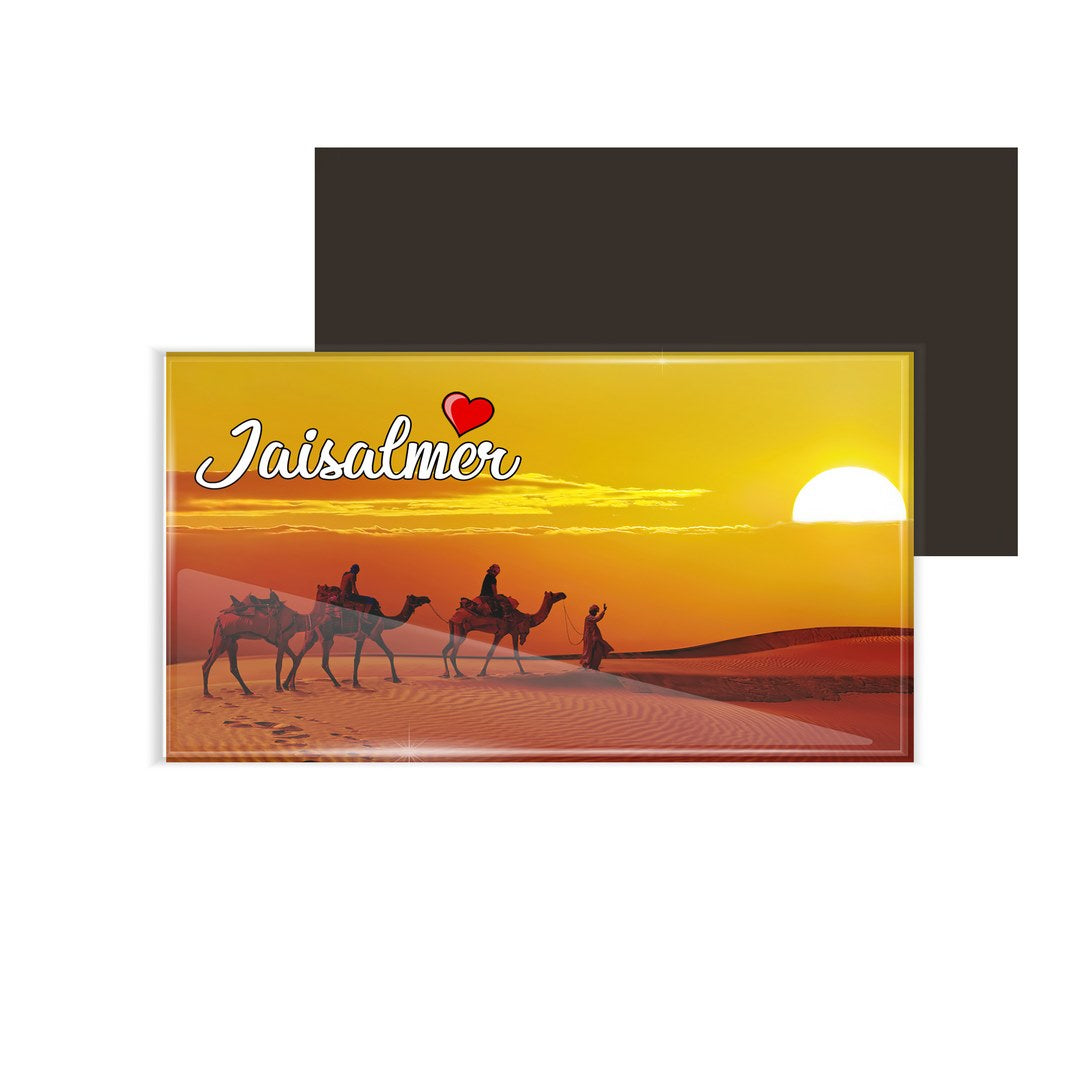 dhcrafts Fridge Magnet Rectangle Acrylic Glass (8.6 x 5.4 cm) Multicolor Rajasthan Jaisalmer Design Pack of 1