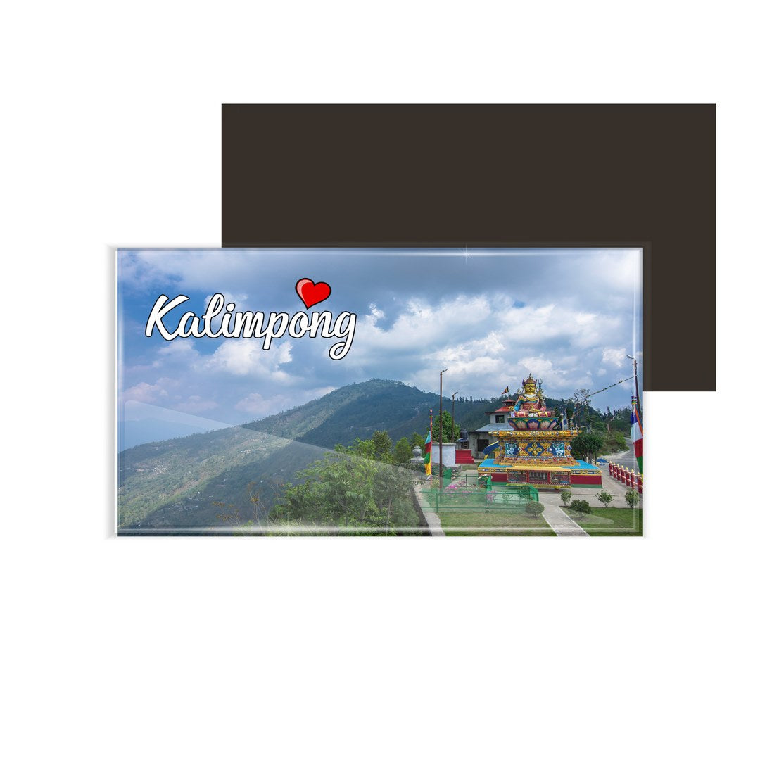 dhcrafts Fridge Magnet Rectangle Acrylic Glass (8.6 x 5.4 cm) Multicolor West Bengal Kalimpong Design Pack of 1
