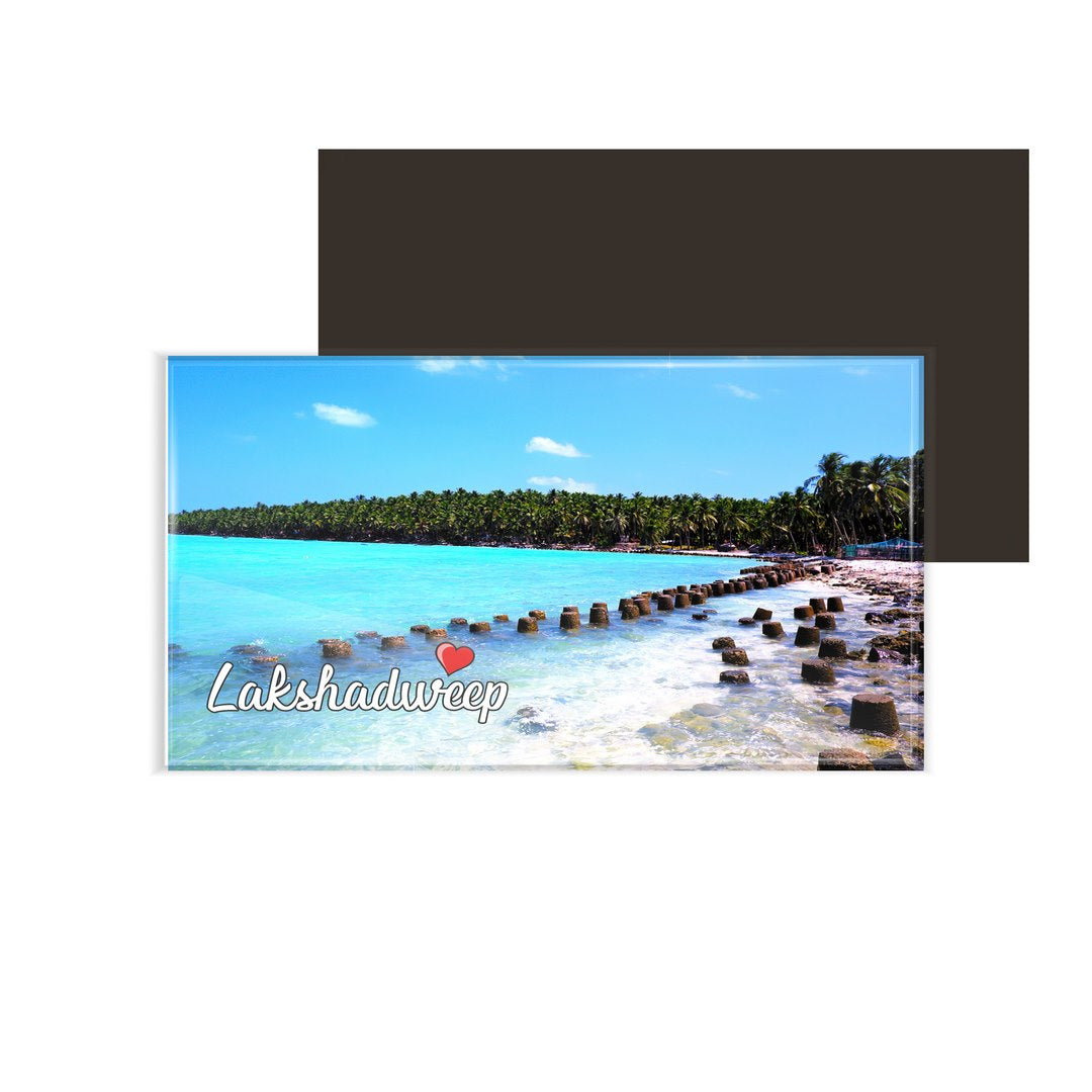 dhcrafts Fridge Magnet Rectangle Acrylic Glass (8.6 x 5.4 cm) Multicolor Lakshadweep Design Pack of 1