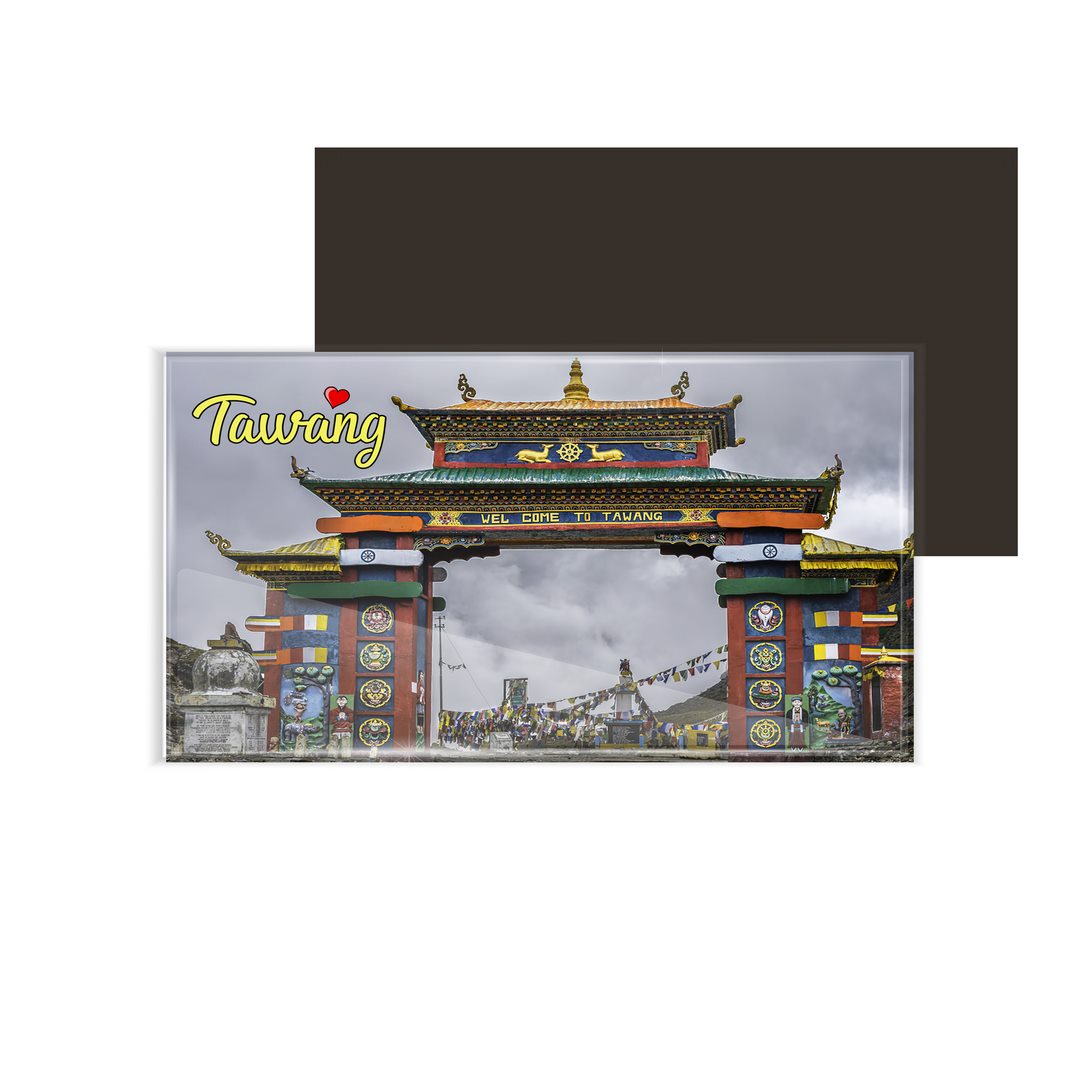 dhcrafts Fridge Magnet Rectangle Acrylic Glass (8.6 x 5.4 cm) Multicolor Arunachal Pradesh Tawang Design Pack of 1