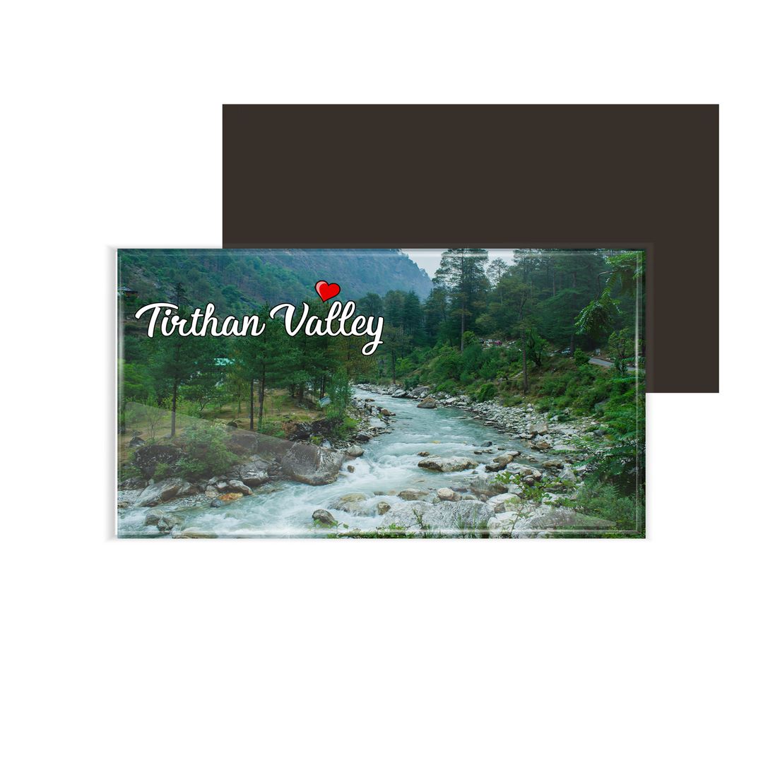dhcrafts Fridge Magnet Rectangle Acrylic Glass (8.6 x 5.4 cm) Multicolor Himachal Pradesh Tirthan Valley D2 Design Pack of 1