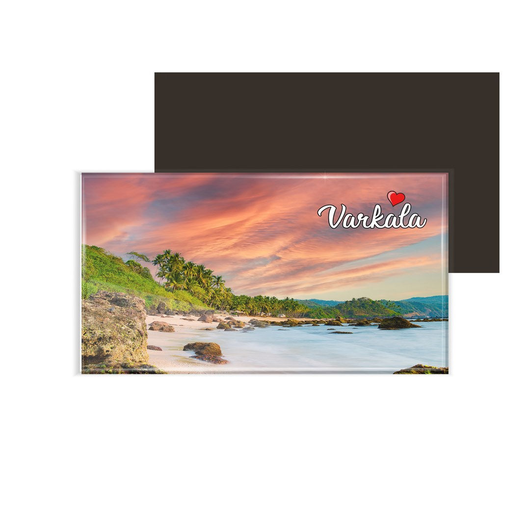 dhcrafts Fridge Magnet Rectangle Acrylic Glass (8.6 x 5.4 cm) Multicolor Kerala Varkala Design Pack of 1