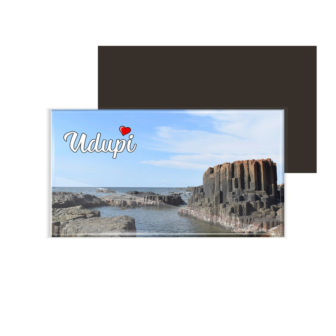 dhcrafts Fridge Magnet Rectangle Acrylic Glass (8.6 x 5.4 cm) Multicolor Karnataka Udupi D1 Design Pack of 1