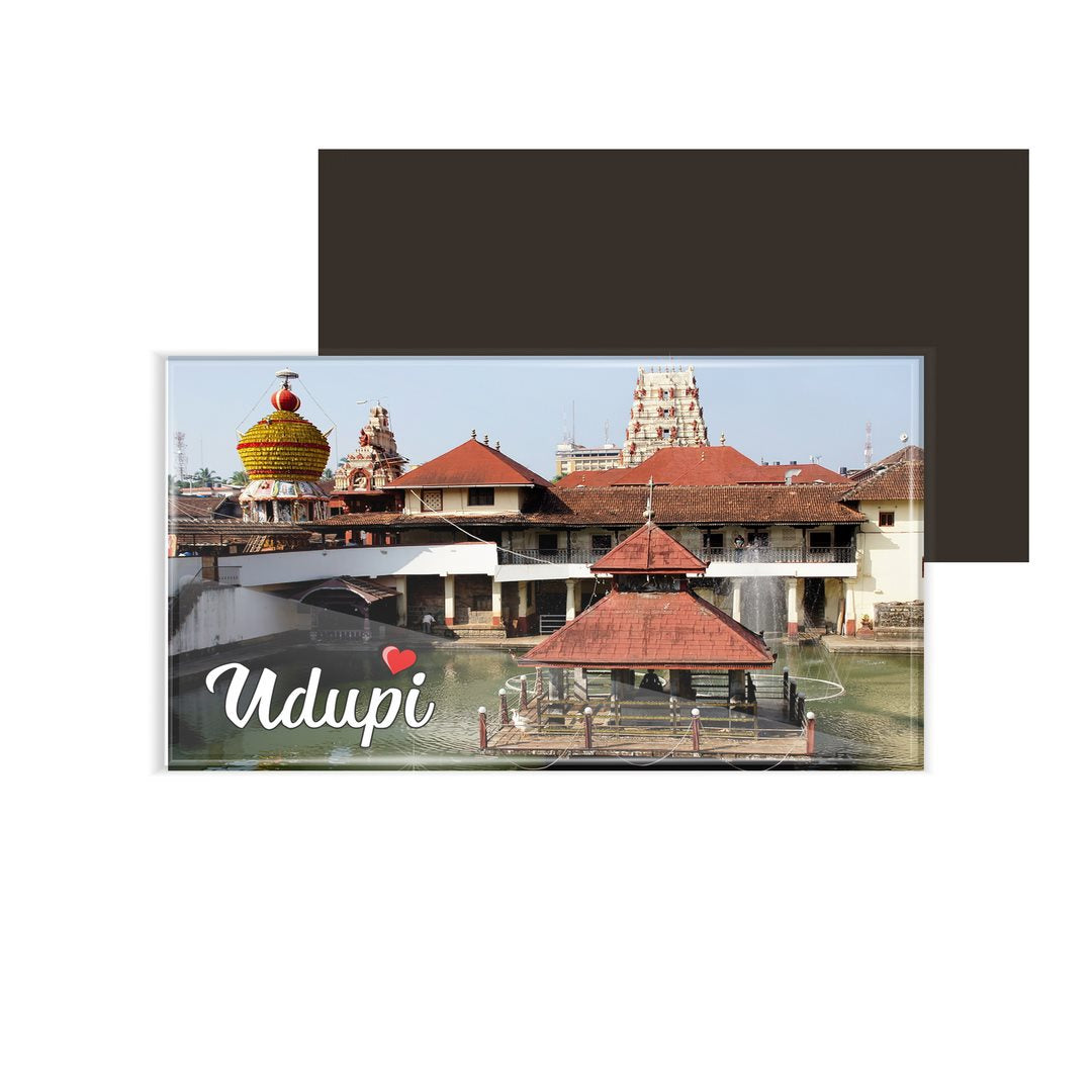 dhcrafts Fridge Magnet Rectangle Acrylic Glass (8.6 x 5.4 cm) Multicolor Karnataka Udupi D2 Design Pack of 1