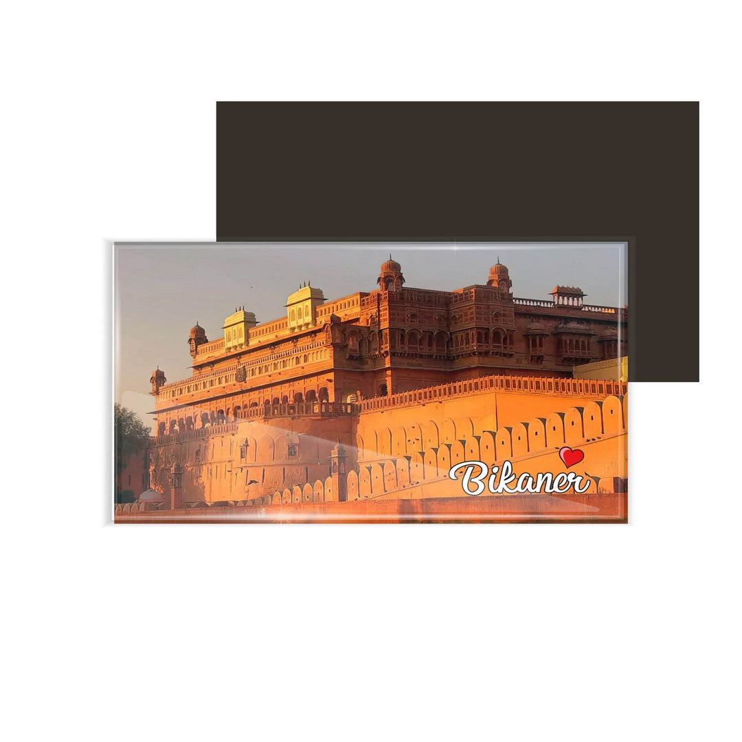 dhcrafts Fridge Magnet Rectangle Acrylic Glass (8.6 x 5.4 cm) Multicolor Rajasthan Bikaner Design Pack of 1