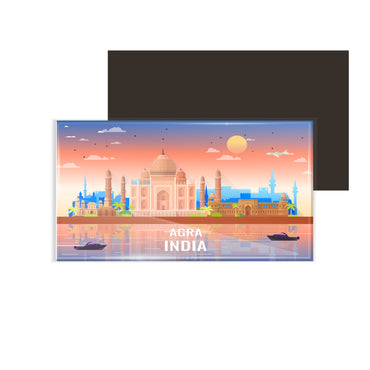 dhcrafts Rectangular Fridge Magnet Multicolor India Agra Design Pack of 1 (8.6cm x 5.4cm)
