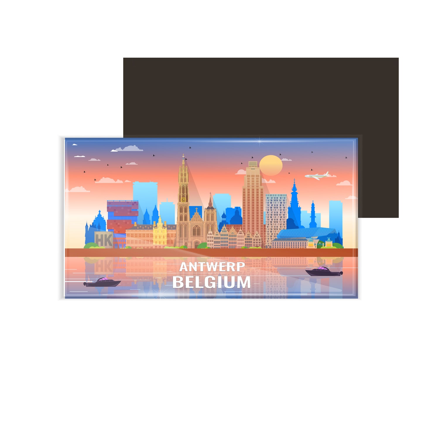 dhcrafts Rectangular Fridge Magnet Multicolor Belgium Antwerp Design Pack of 1 (8.6cm x 5.4cm)