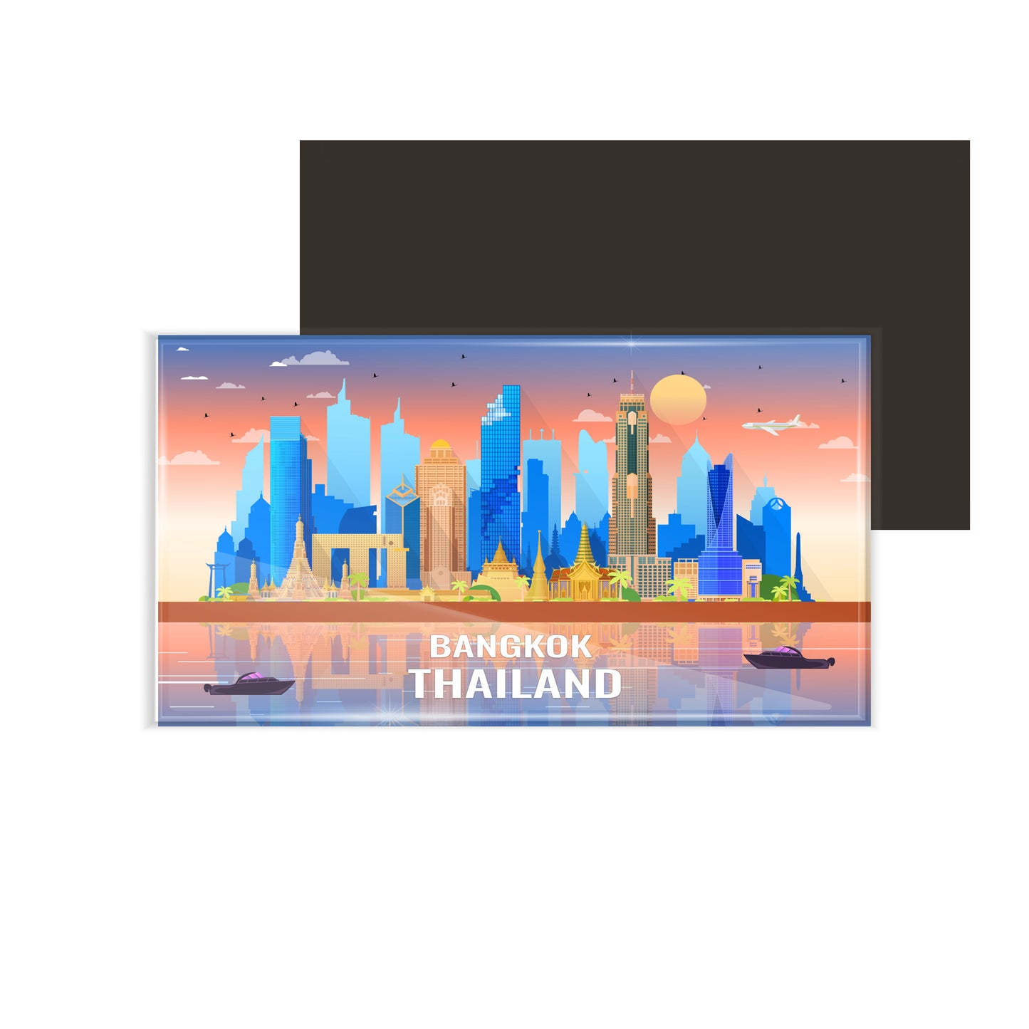 dhcrafts Rectangular Fridge Magnet Multicolor Thailand Bangkok Design Pack of 1 (8.6cm x 5.4cm)