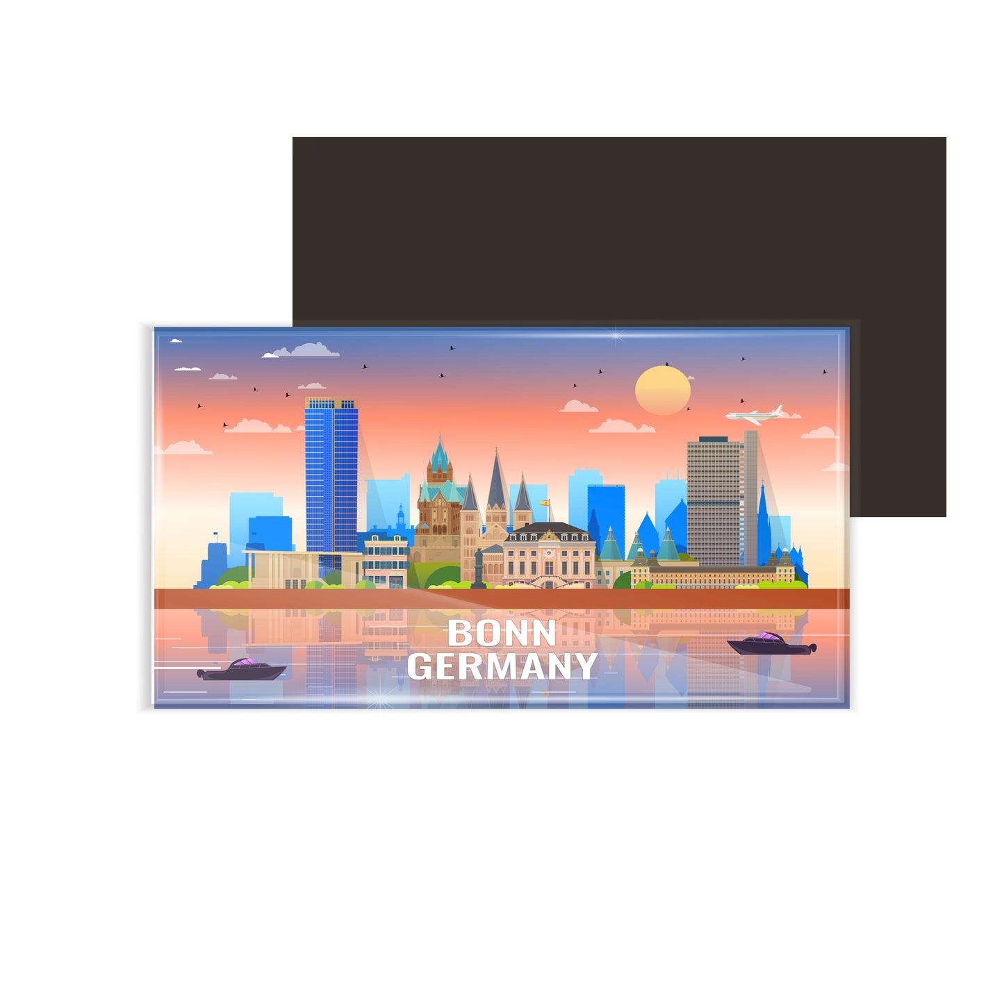 dhcrafts Rectangular Fridge Magnet Multicolor Germany Bonn Design Pack of 1 (8.6cm x 5.4cm)