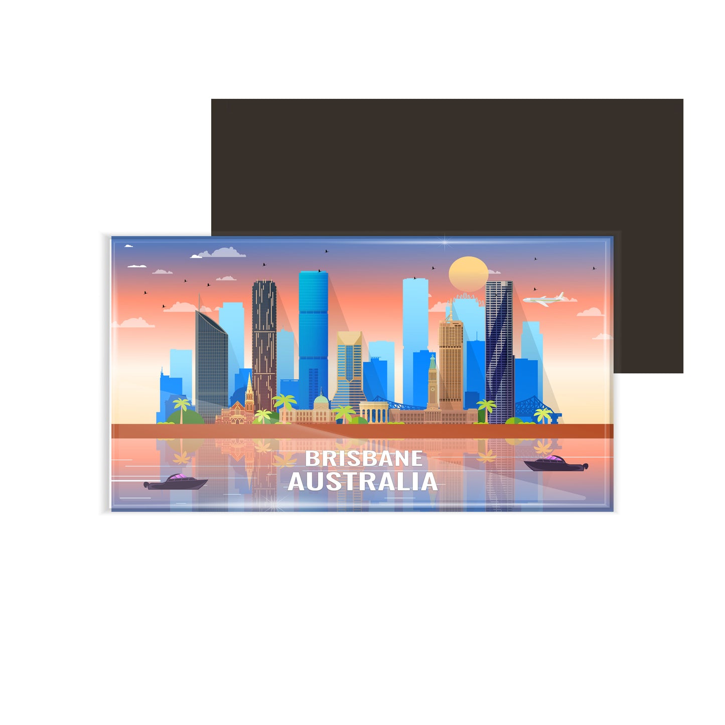 dhcrafts Rectangular Fridge Magnet Multicolor Australia Brisbane Design Pack of 1 (8.6cm x 5.4cm)