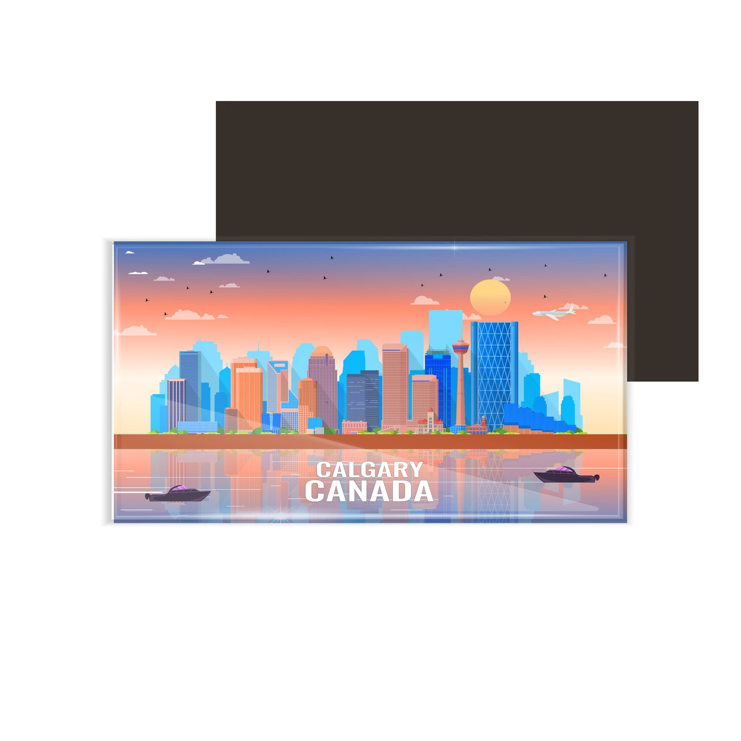 dhcrafts Rectangular Fridge Magnet Multicolor Canada Calgary Design Pack of 1 (8.6cm x 5.4cm)