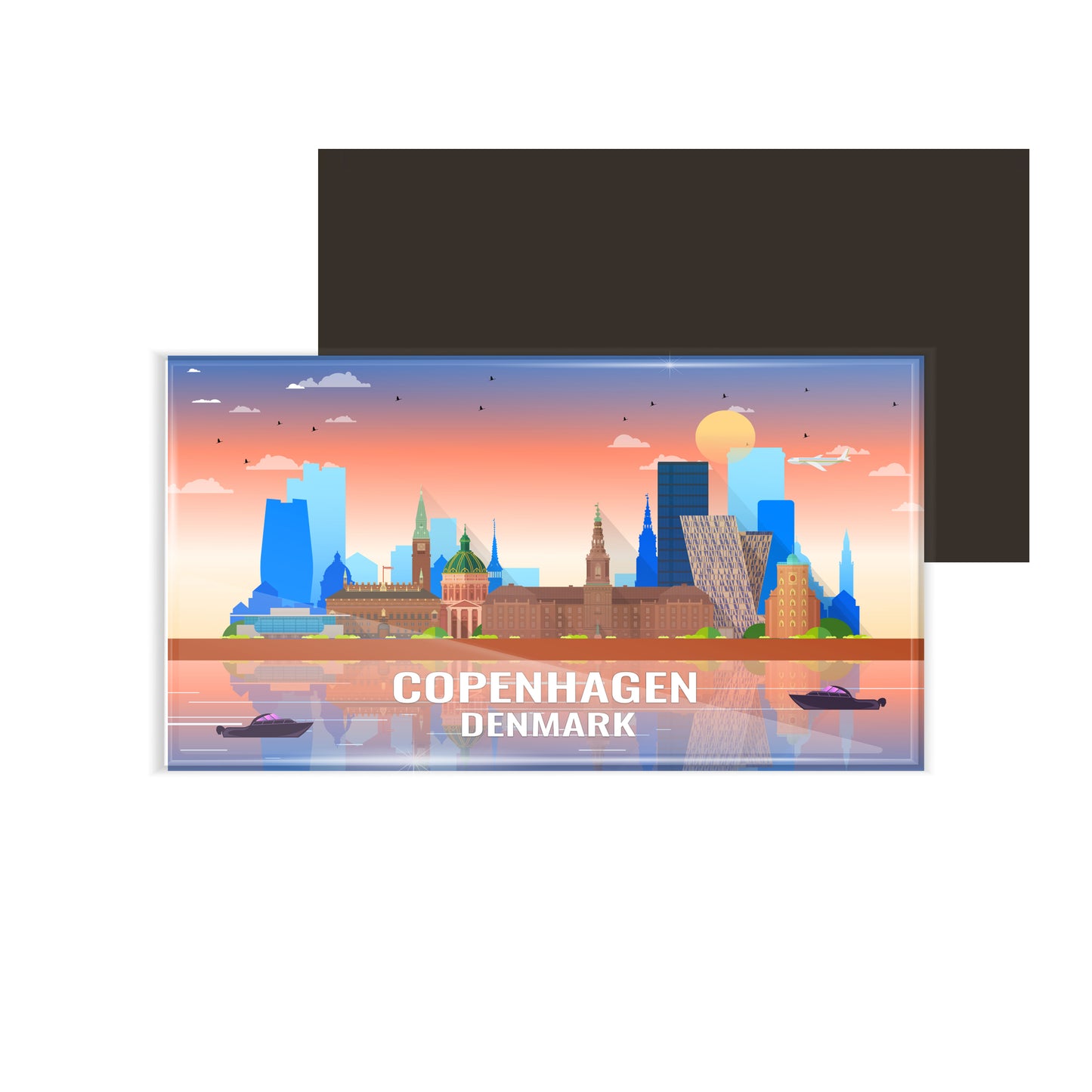 dhcrafts Rectangular Fridge Magnet Multicolor Denmark Copenhagen Design Pack of 1 (8.6cm x 5.4cm)