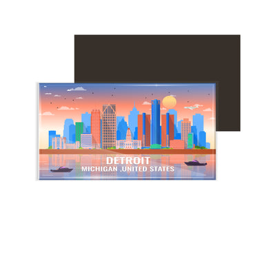 dhcrafts Rectangular Fridge Magnet Multicolor United States, Michigan Detroit Design Pack of 1 (8.6cm x 5.4cm)