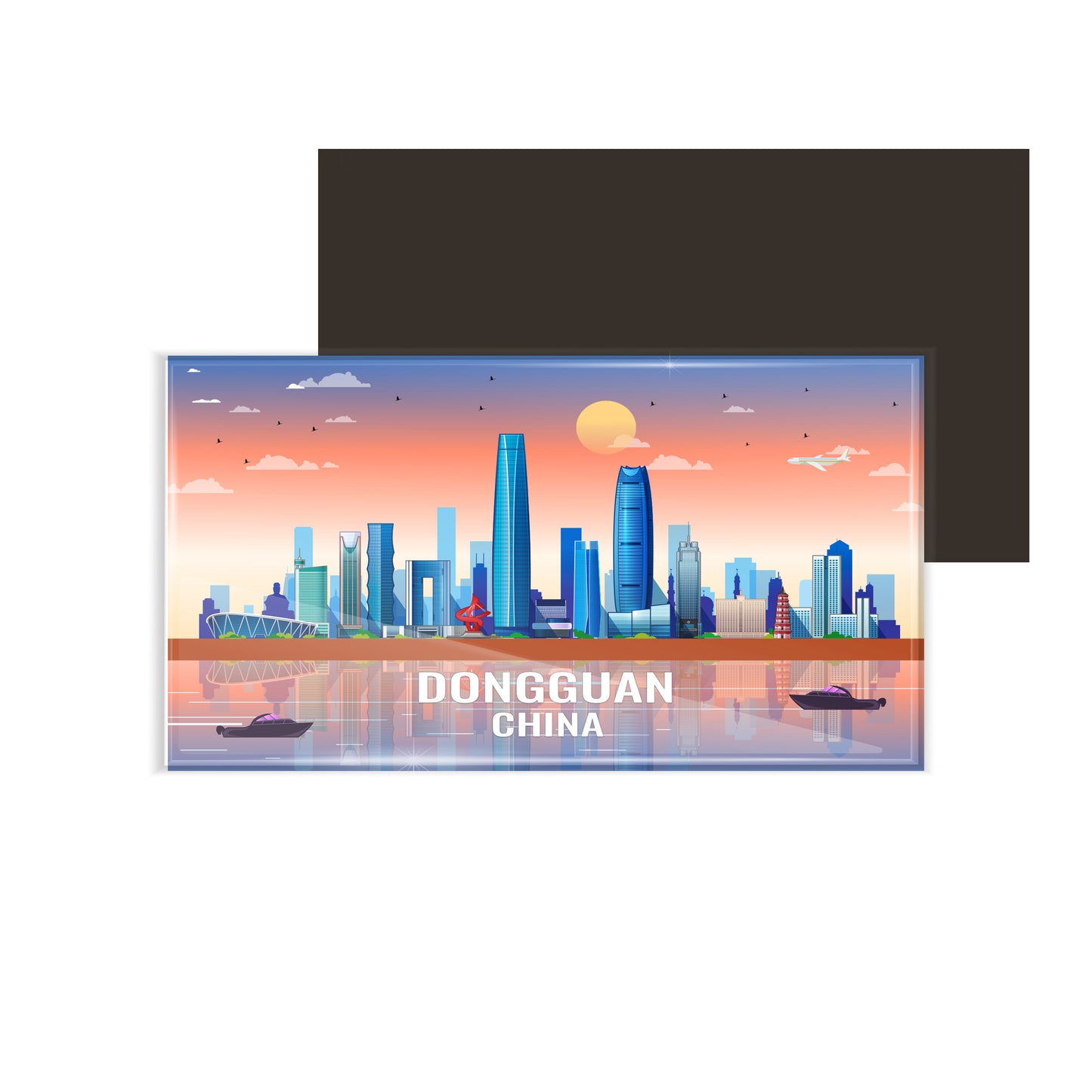 dhcrafts Rectangular Fridge Magnet Multicolor China Dongguan Design Pack of 1 (8.6cm x 5.4cm)
