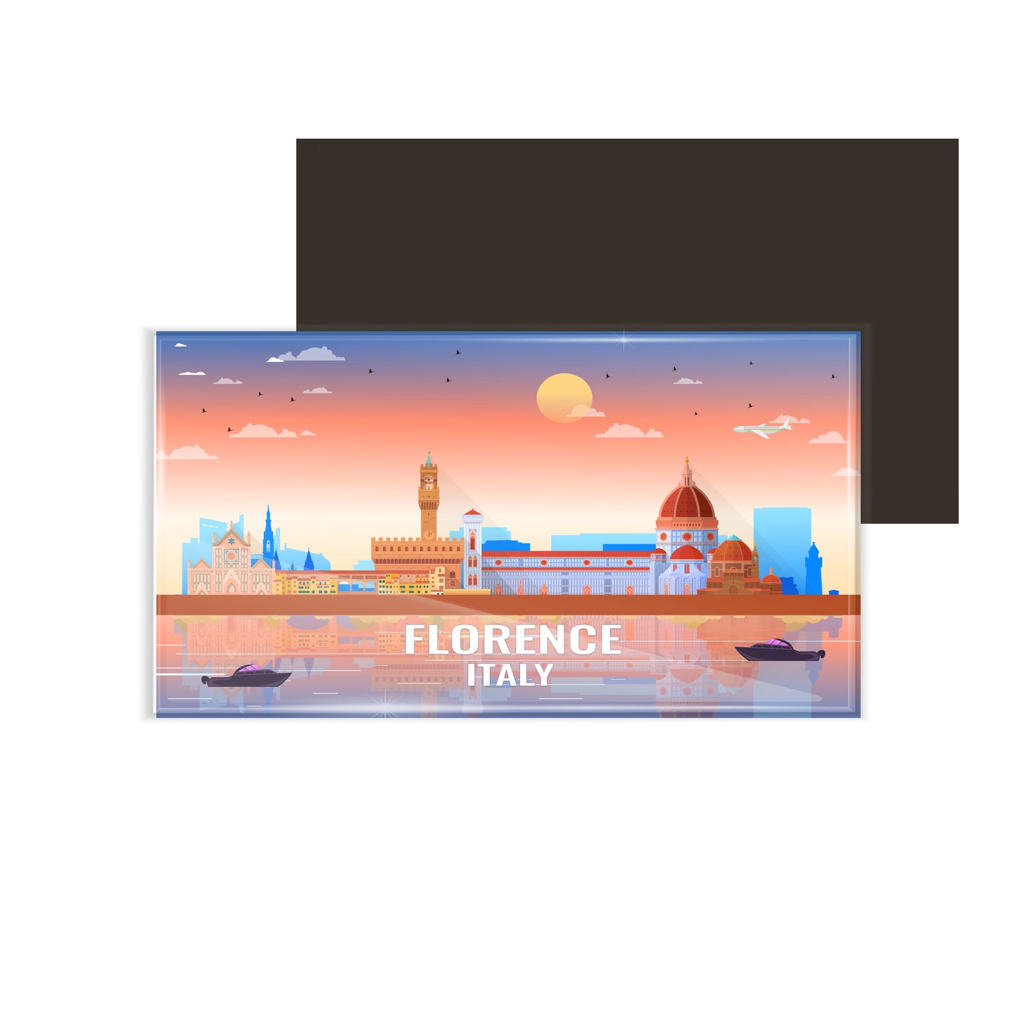 dhcrafts Rectangular Fridge Magnet Multicolor Italy Florence Design Pack of 1 (8.6cm x 5.4cm)
