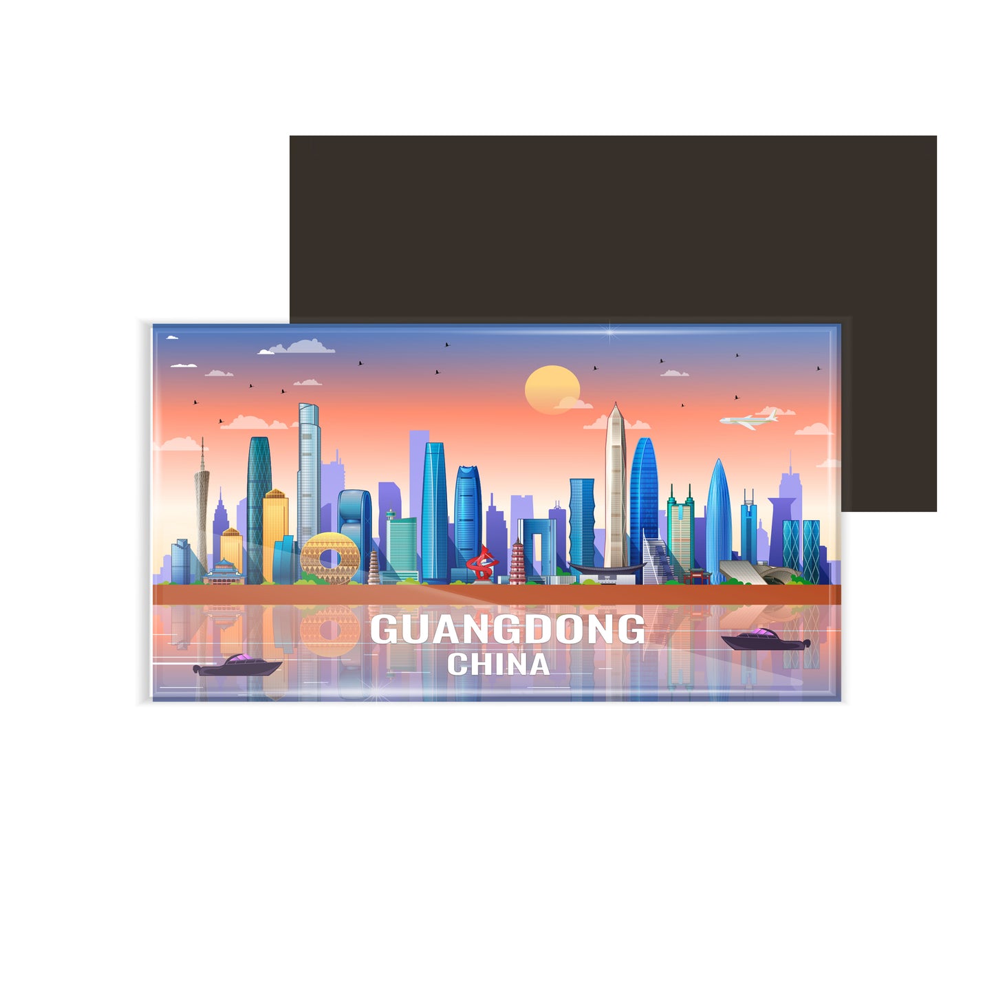 dhcrafts Rectangular Fridge Magnet Multicolor China Guangdong Design Pack of 1 (8.6cm x 5.4cm)