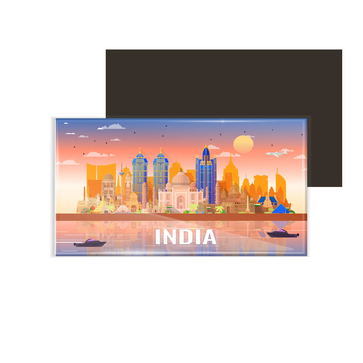 dhcrafts Rectangular Fridge Magnet Multicolor India Design Pack of 1 (8.6cm x 5.4cm)