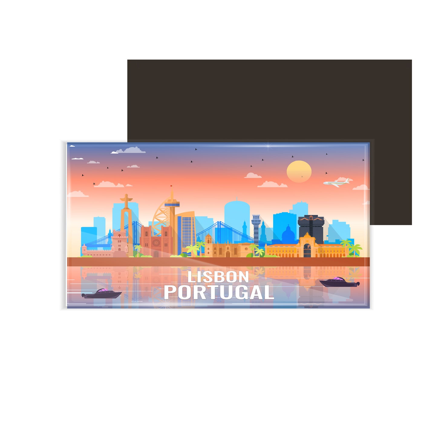 dhcrafts Rectangular Fridge Magnet Multicolor Portugal Lisbon Design Pack of 1 (8.6cm x 5.4cm)