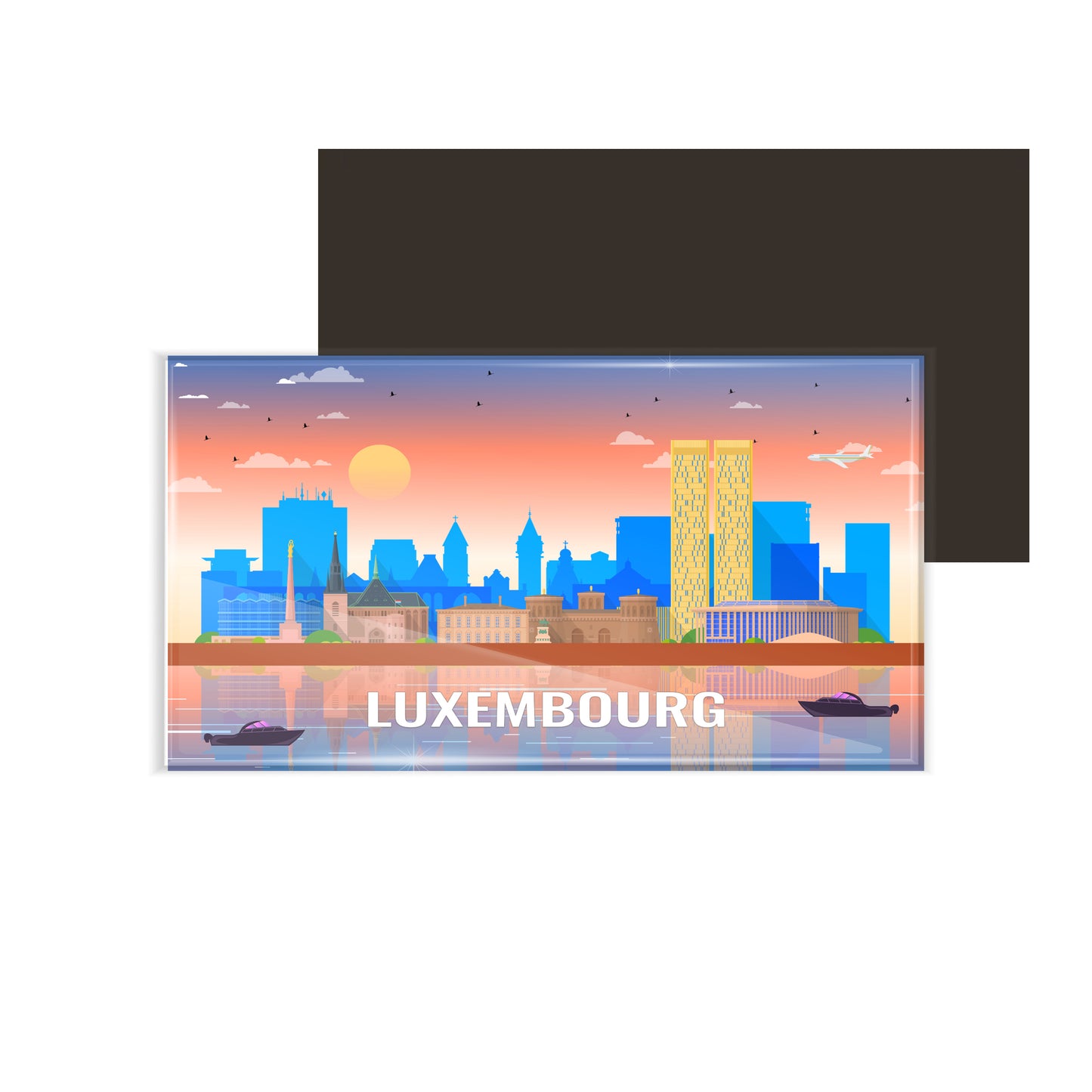 dhcrafts Rectangular Fridge Magnet Multicolor Luxembourg Design Pack of 1 (8.6cm x 5.4cm)