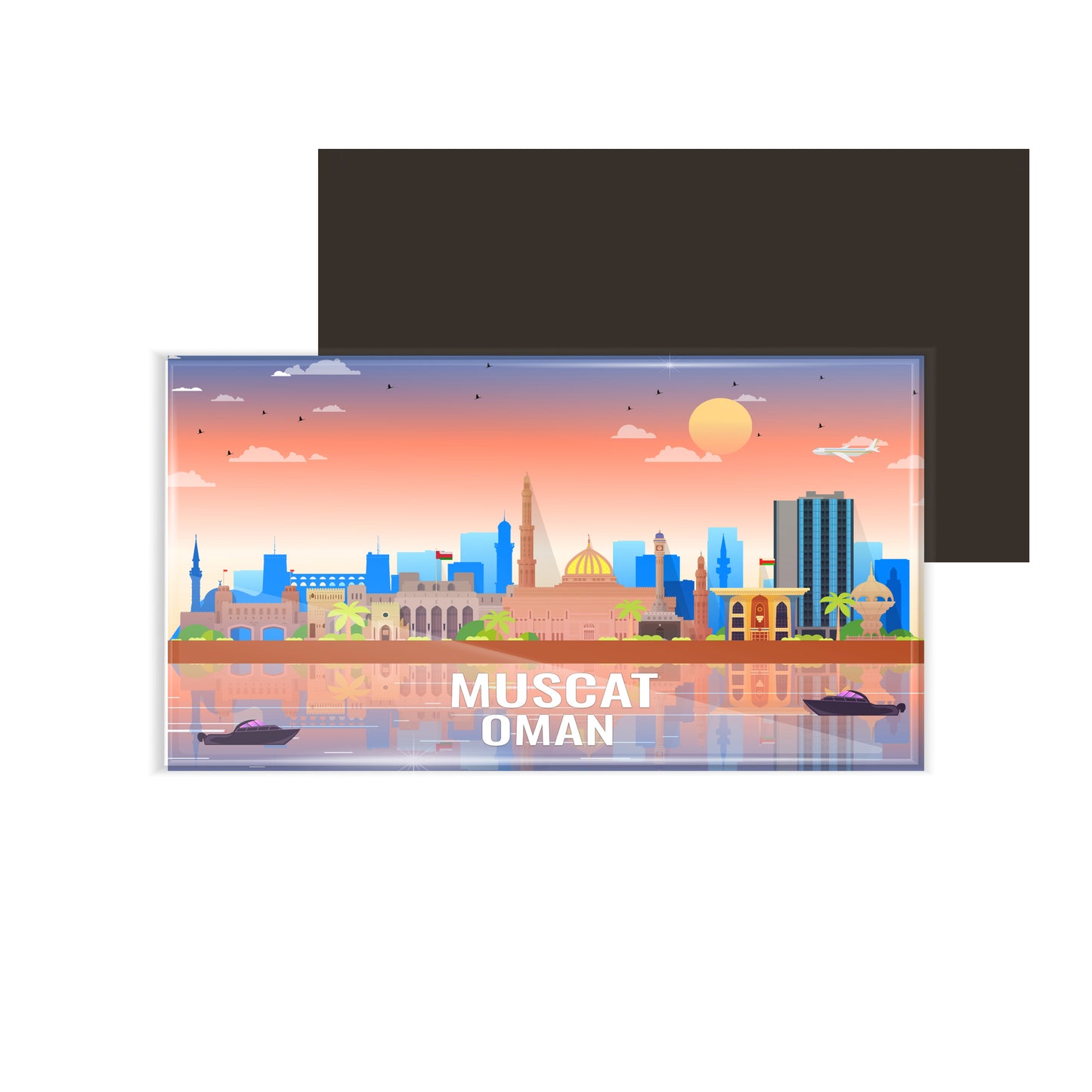 dhcrafts Rectangular Fridge Magnet Multicolor Oman Muscat Design Pack of 1 (8.6cm x 5.4cm)