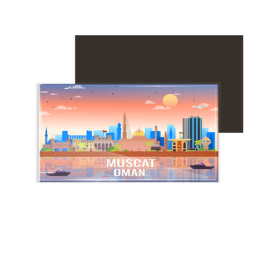 dhcrafts Rectangular Fridge Magnet Multicolor Oman Muscat Design Pack of 1 (8.6cm x 5.4cm)