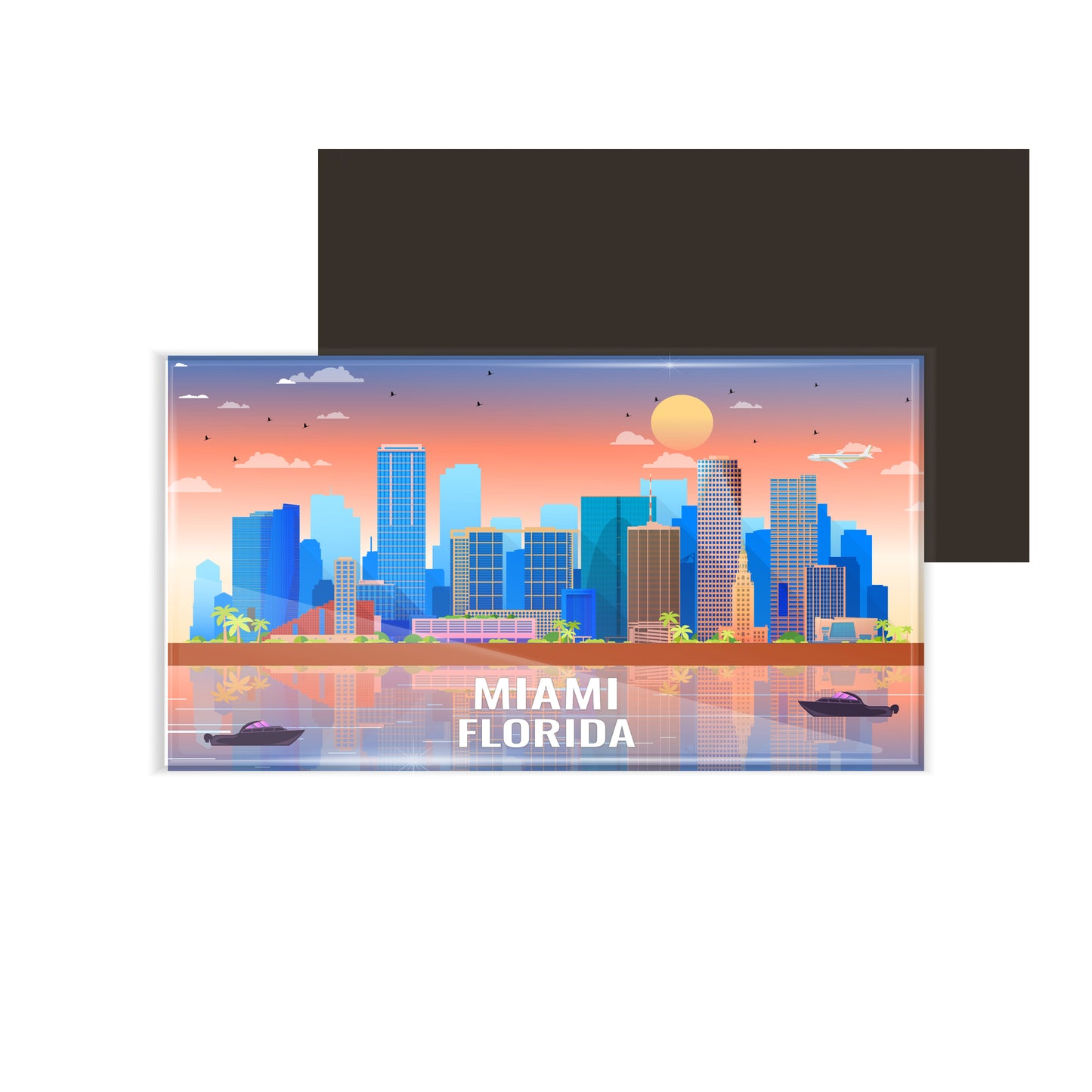 dhcrafts Rectangular Fridge Magnet Multicolor Florida Miami Design Pack of 1 (8.6cm x 5.4cm)