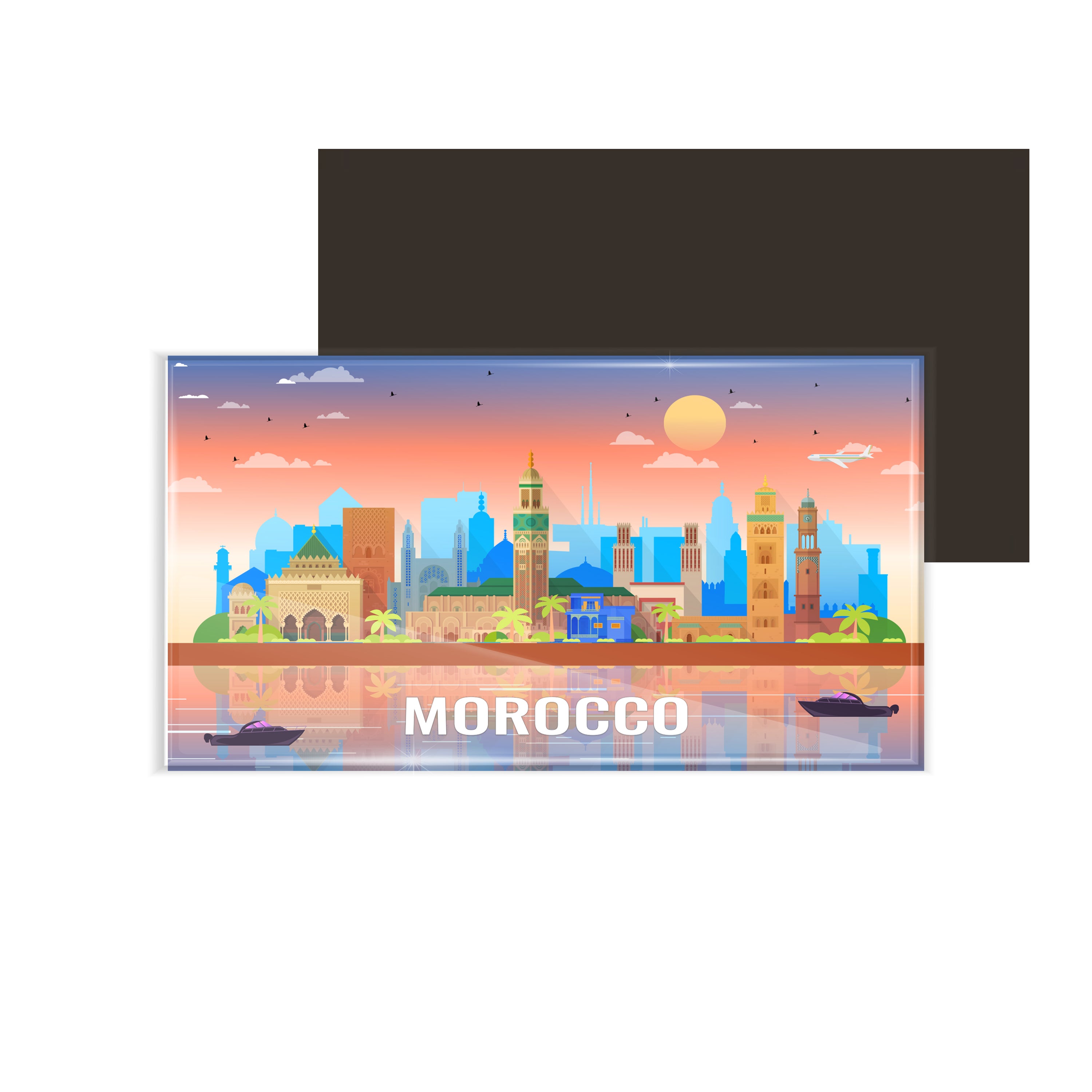 dhcrafts Rectangular Fridge Magnet Multicolor Morocco Design Pack of 1 (8.6cm x 5.4cm)