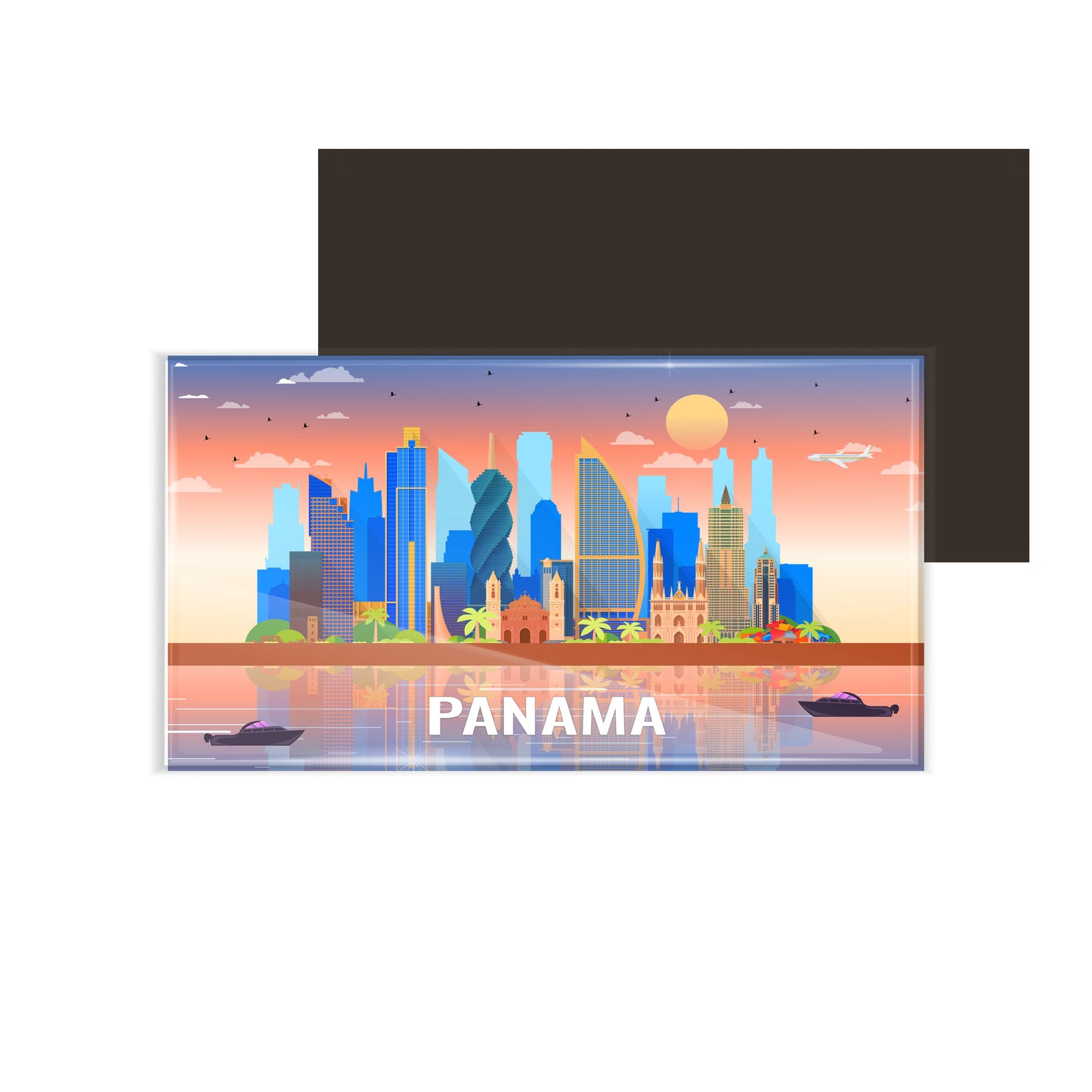 dhcrafts Rectangular Fridge Magnet Multicolor Panama Design Pack of 1 (8.6cm x 5.4cm)
