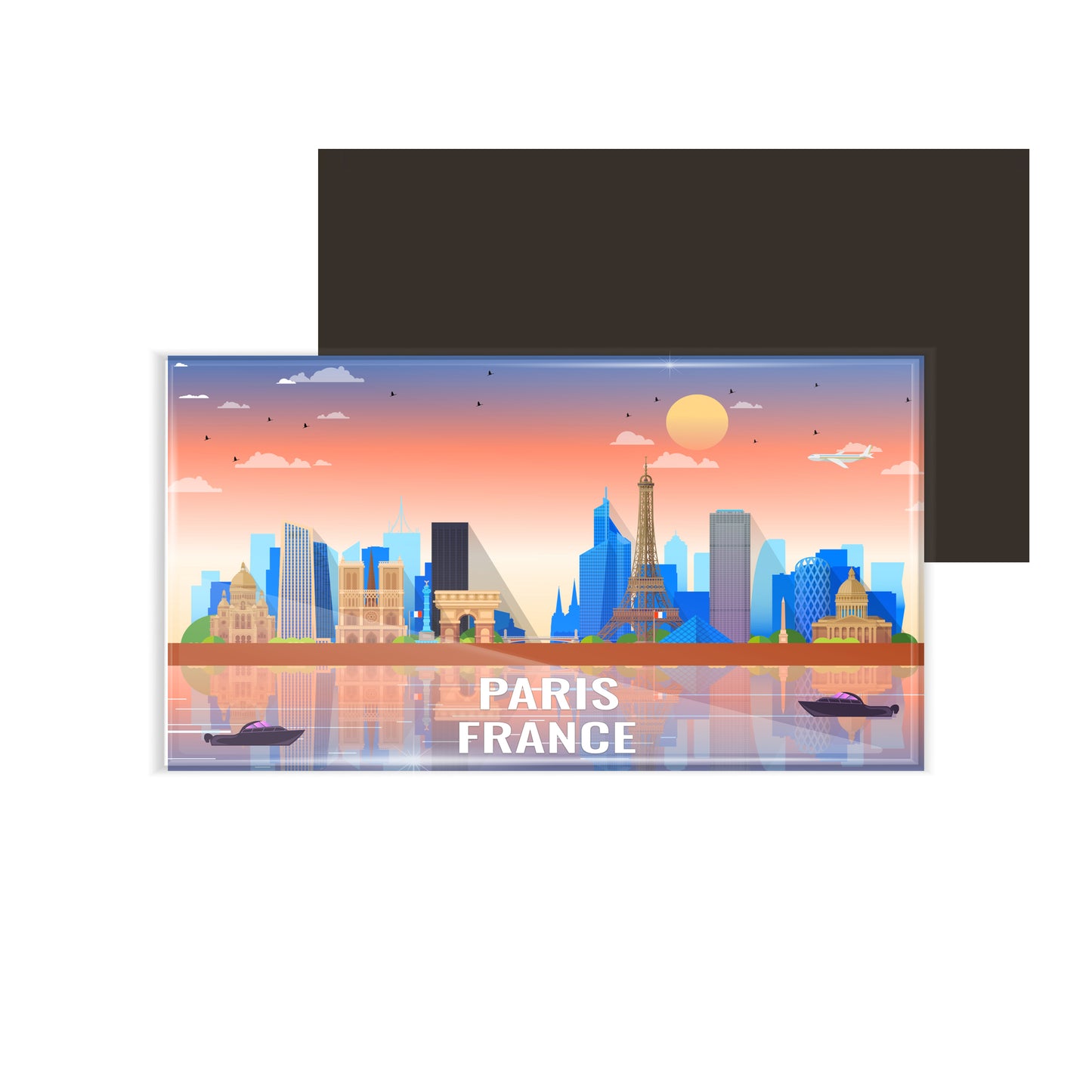 dhcrafts Rectangular Fridge Magnet Multicolor France Paris Design Pack of 1 (8.6cm x 5.4cm)
