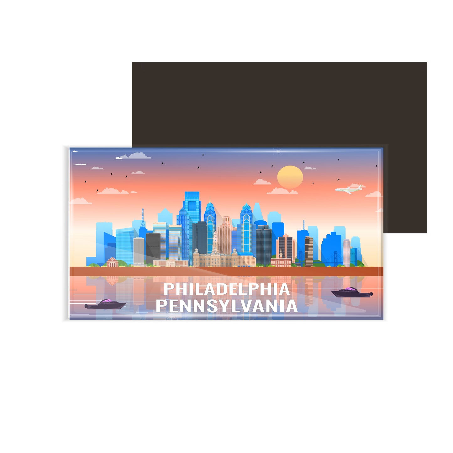 dhcrafts Rectangular Fridge Magnet Multicolor Pennsylvania Philadelphia Design Pack of 1 (8.6cm x 5.4cm)