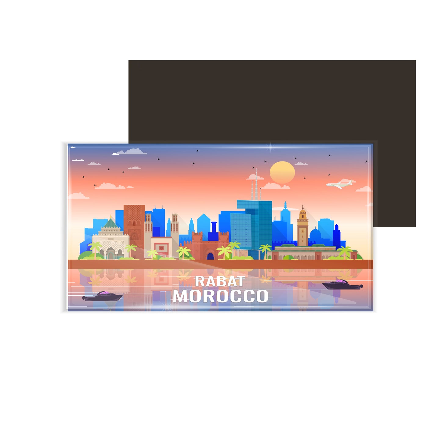 dhcrafts Rectangular Fridge Magnet Multicolor Morocco Rabat Design Pack of 1 (8.6cm x 5.4cm)