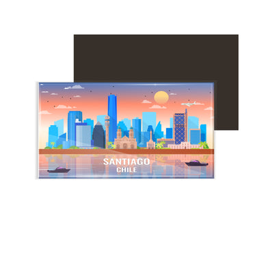 dhcrafts Rectangular Fridge Magnet Multicolor Chile Santaigo Design Pack of 1 (8.6cm x 5.4cm)