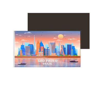 dhcrafts Rectangular Fridge Magnet Multicolor Brazil Sao Pauo Design Pack of 1 (8.6cm x 5.4cm)