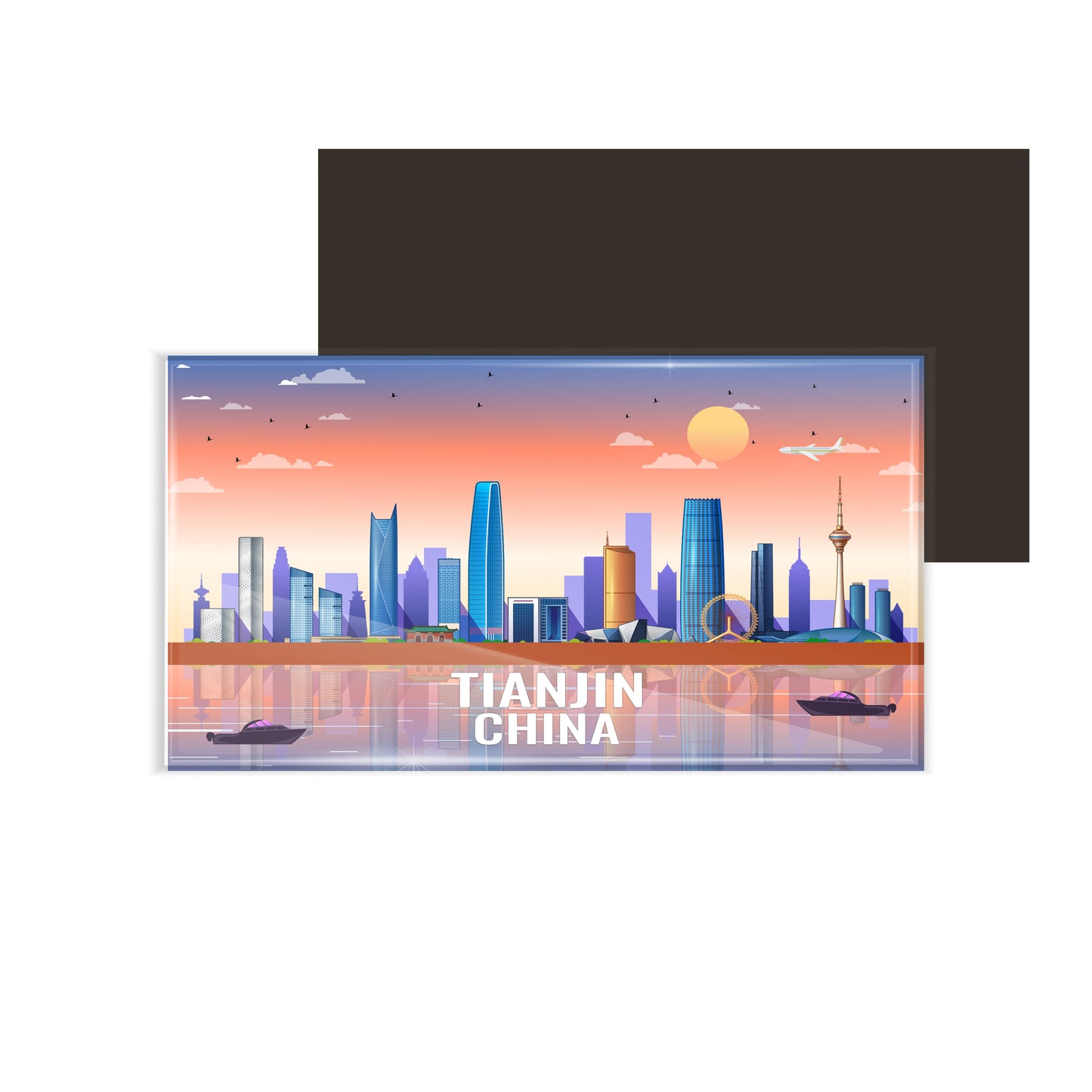dhcrafts Rectangular Fridge Magnet Multicolor China Tianjin Design Pack of 1 (8.6cm x 5.4cm)