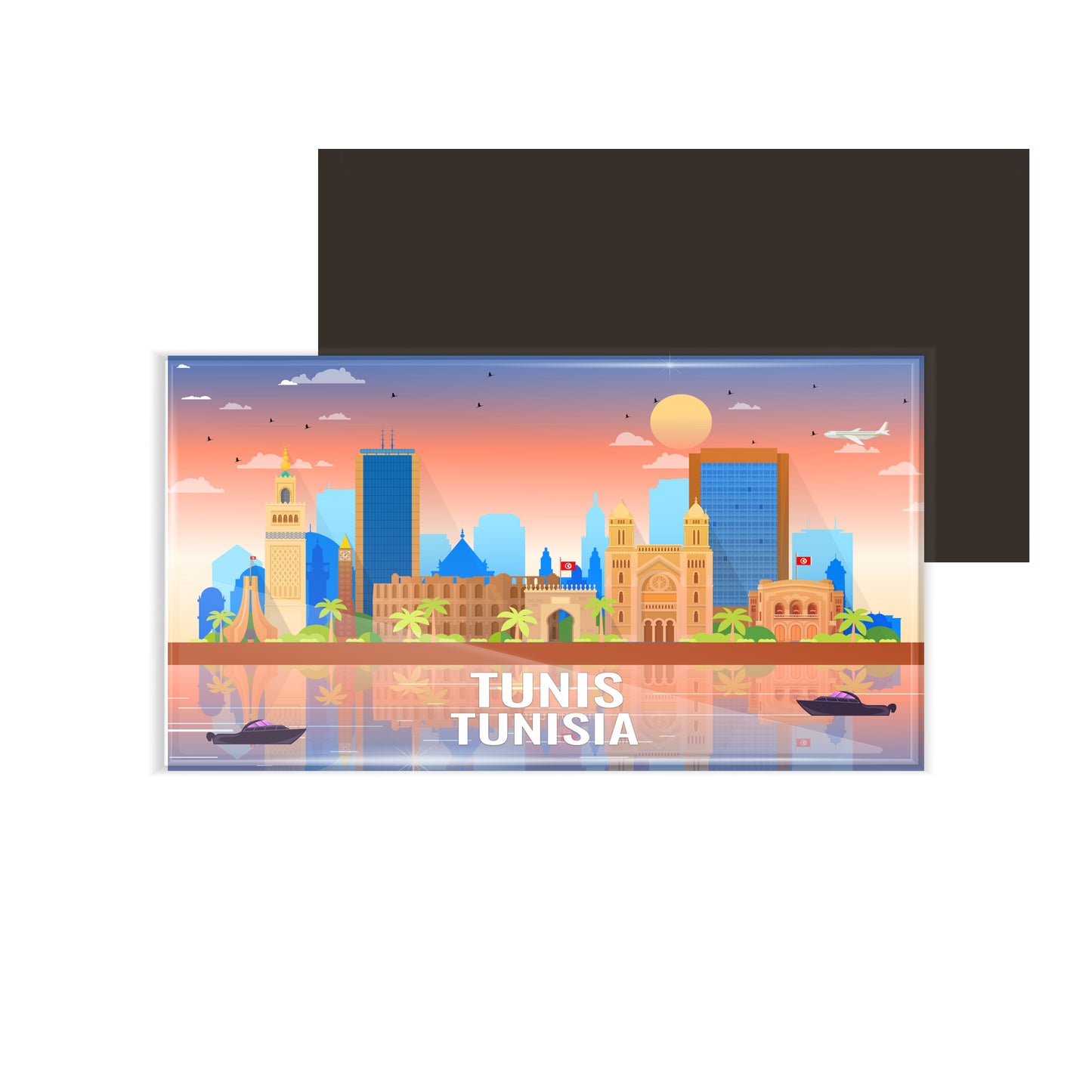 dhcrafts Rectangular Fridge Magnet Multicolor Tunisia Tunis Design Pack of 1 (8.6cm x 5.4cm)
