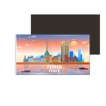 dhcrafts Rectangular Fridge Magnet Multicolor Italy Turin Design Pack of 1 (8.6cm x 5.4cm)