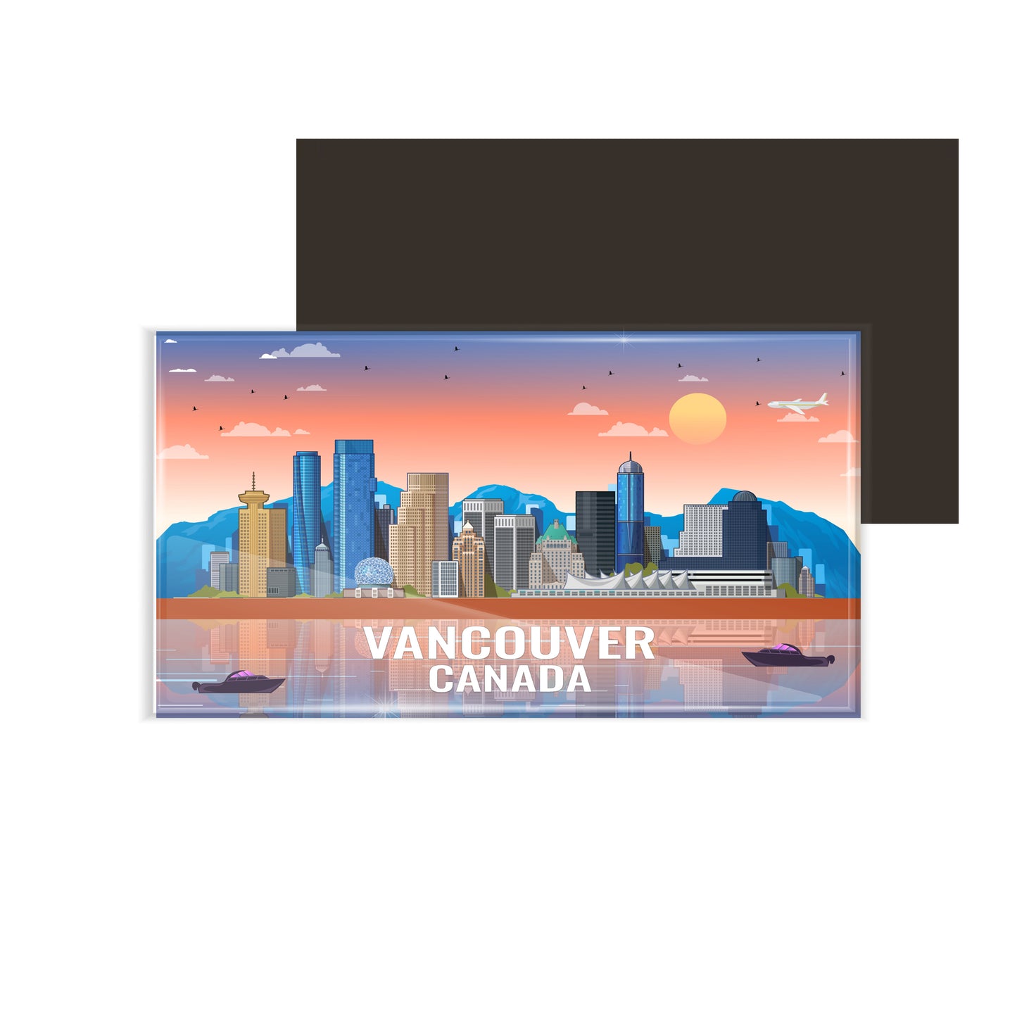 dhcrafts Rectangular Fridge Magnet Multicolor Canada Vancouver Design Pack of 1 (8.6cm x 5.4cm)