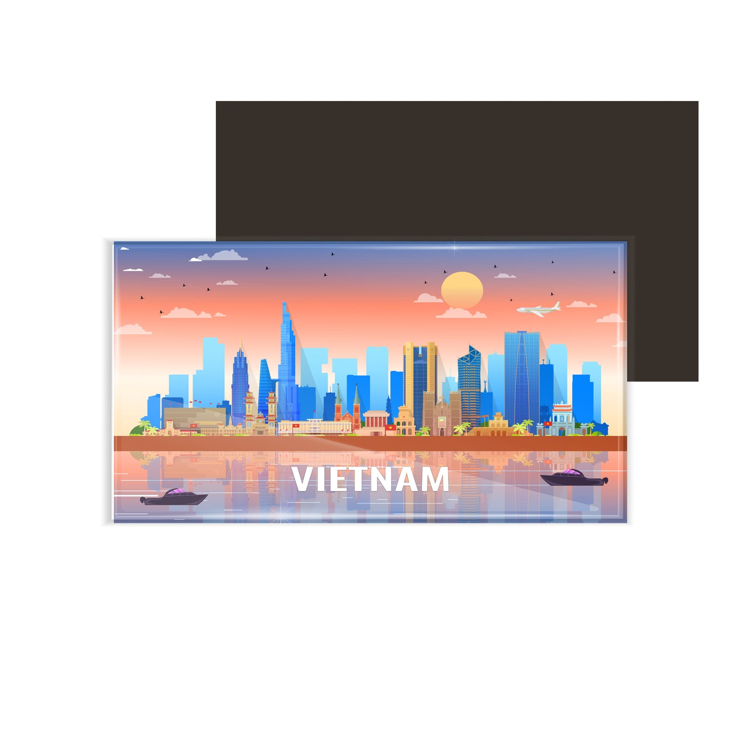 dhcrafts Rectangular Fridge Magnet Multicolor Vietnam Design Pack of 1 (8.6cm x 5.4cm)