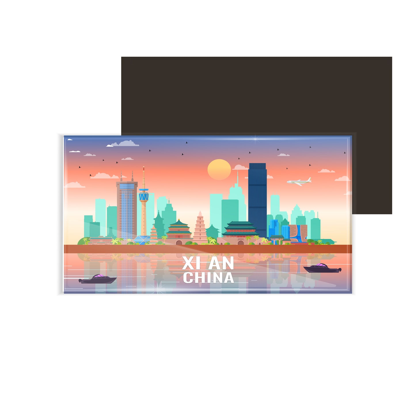 dhcrafts Rectangular Fridge Magnet Multicolor China Xi An Design Pack of 1 (8.6cm x 5.4cm)