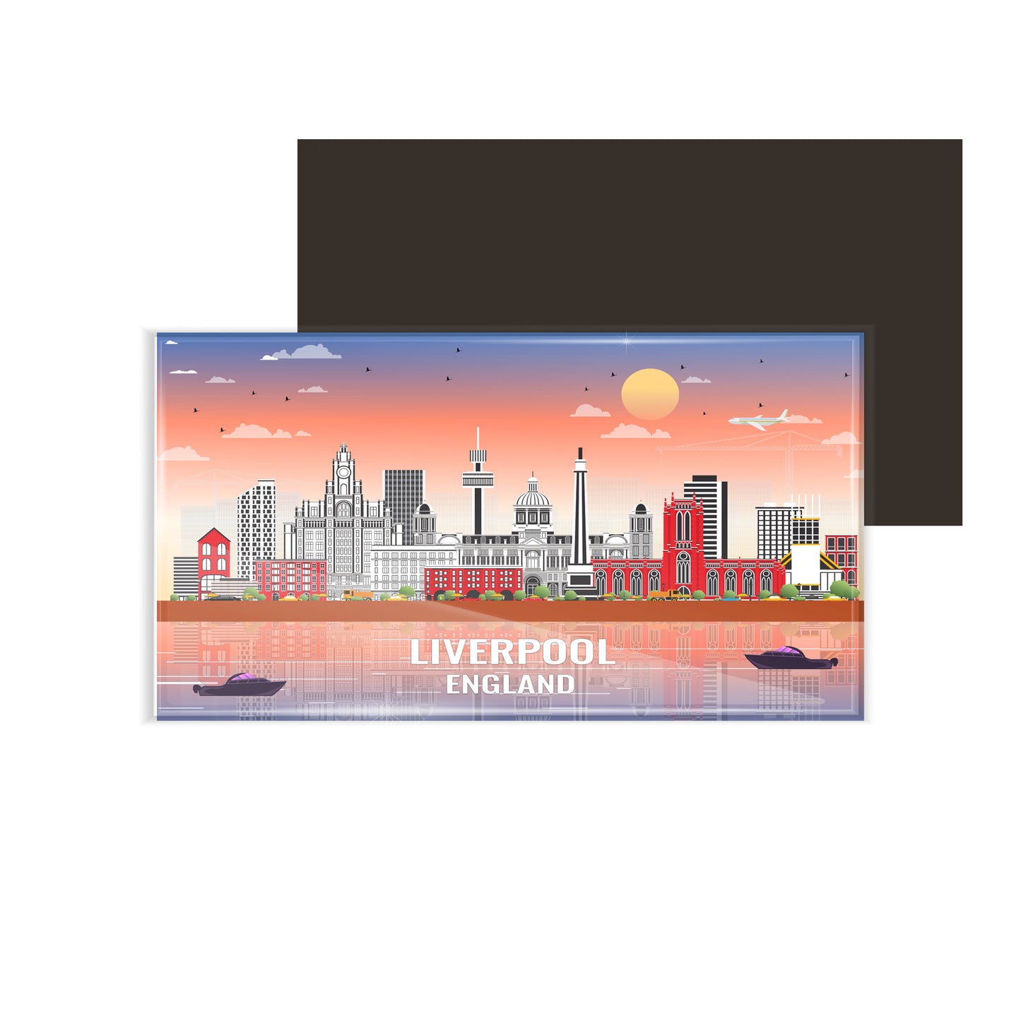 dhcrafts Rectangular Fridge Magnet Multicolor England Liverpool Design Pack of 1 (8.6cm x 5.4cm)