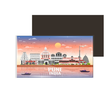 dhcrafts Rectangular Fridge Magnet Multicolor India Pune Design Pack of 1 (8.6cm x 5.4cm)