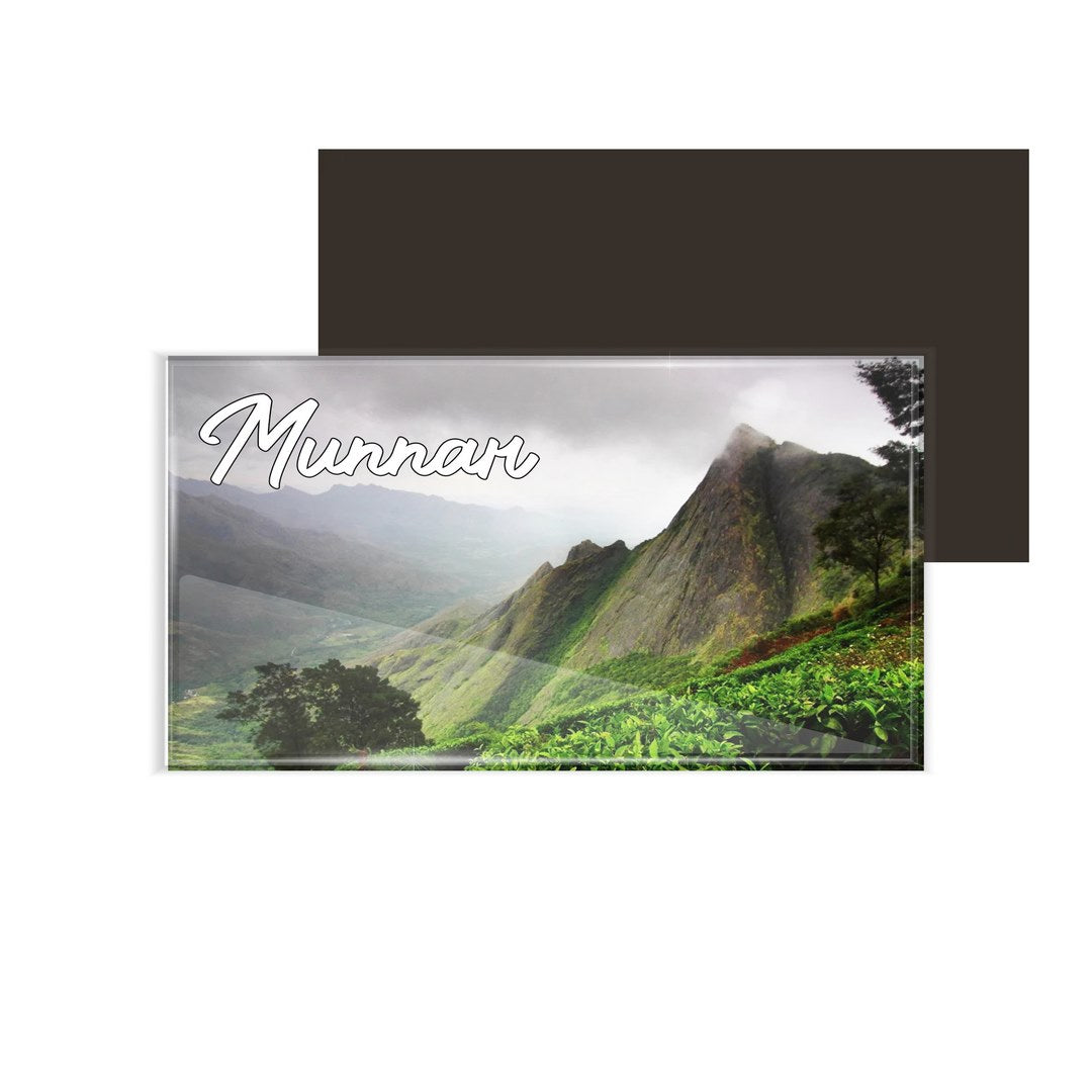 dhcrafts Fridge Magnet Rectangle Acrylic Glass (8.6 x 5.4 cm) Kerala Munnar D2 Design Pack of 1