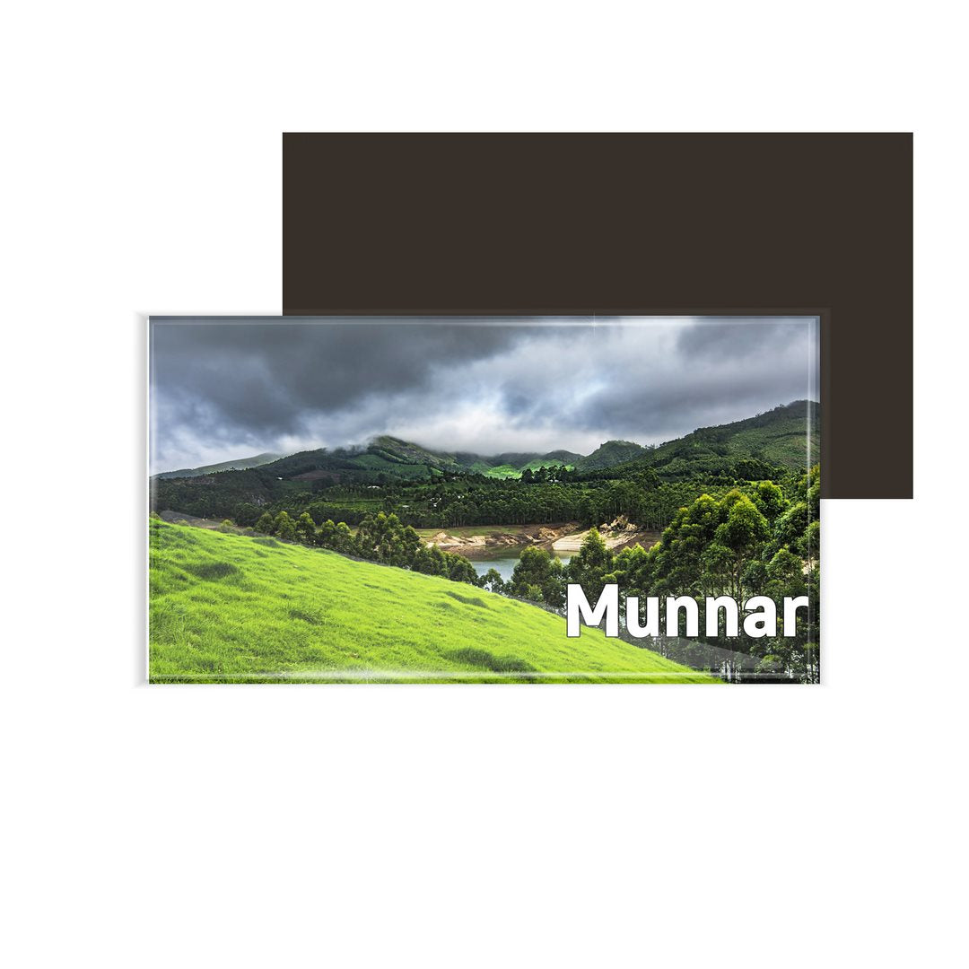 dhcrafts Fridge Magnet Rectangle Acrylic Glass (8.6 x 5.4 cm) Kerala Munnar D4 Design Pack of 1