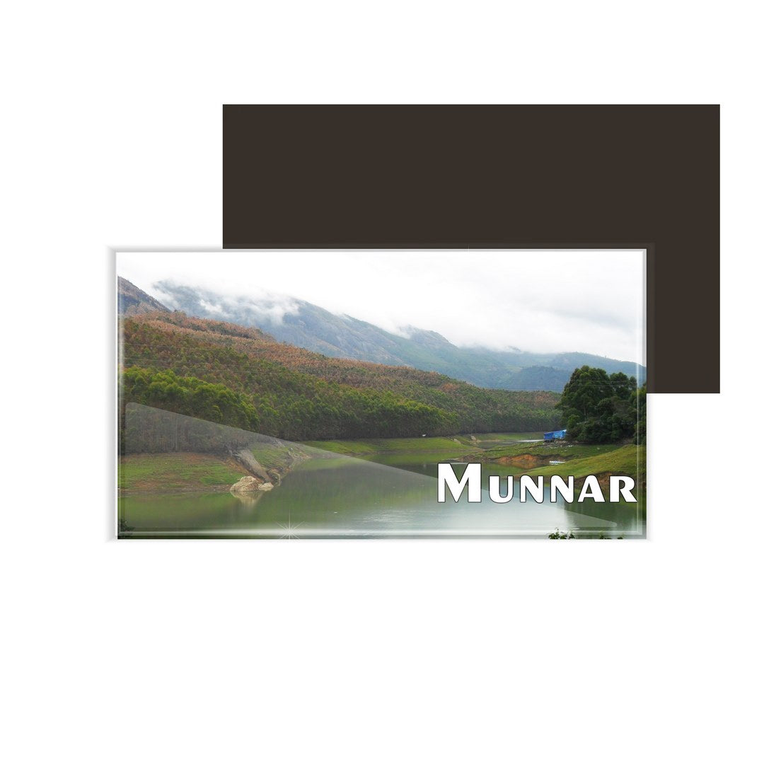dhcrafts Fridge Magnet Rectangle Acrylic Glass (8.6 x 5.4 cm) Kerala Munnar D5 Design Pack of 1