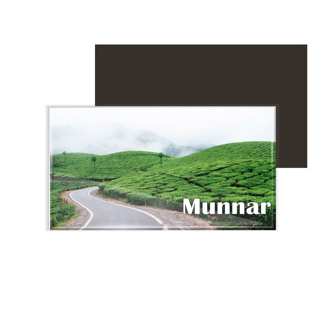 dhcrafts Fridge Magnet Rectangle Acrylic Glass (8.6 x 5.4 cm) Kerala Munnar D8 Design Pack of 1