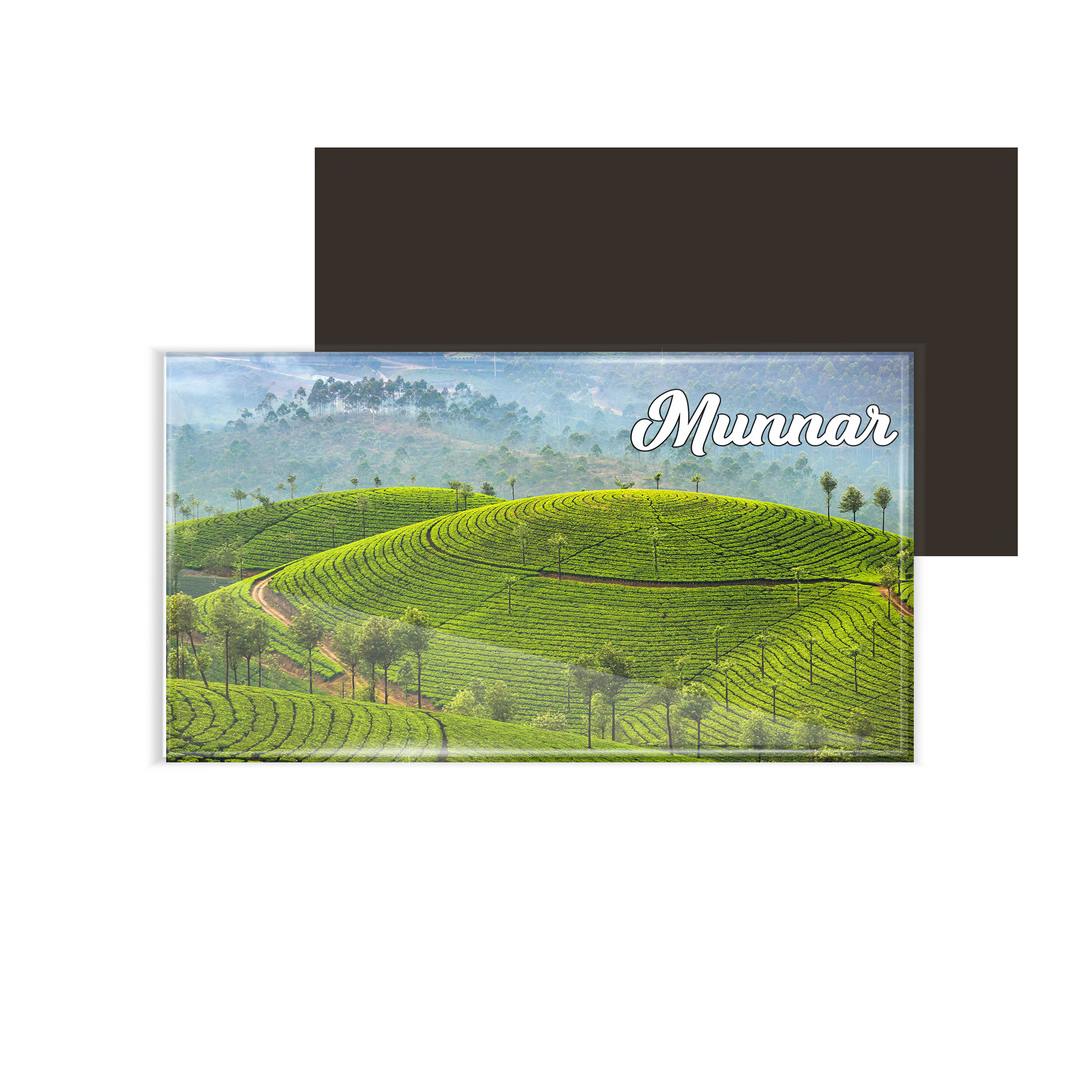 dhcrafts Fridge Magnet Rectangle Acrylic Glass (8.6 x 5.4 cm) Kerala Munnar D9 Design Pack of 1
