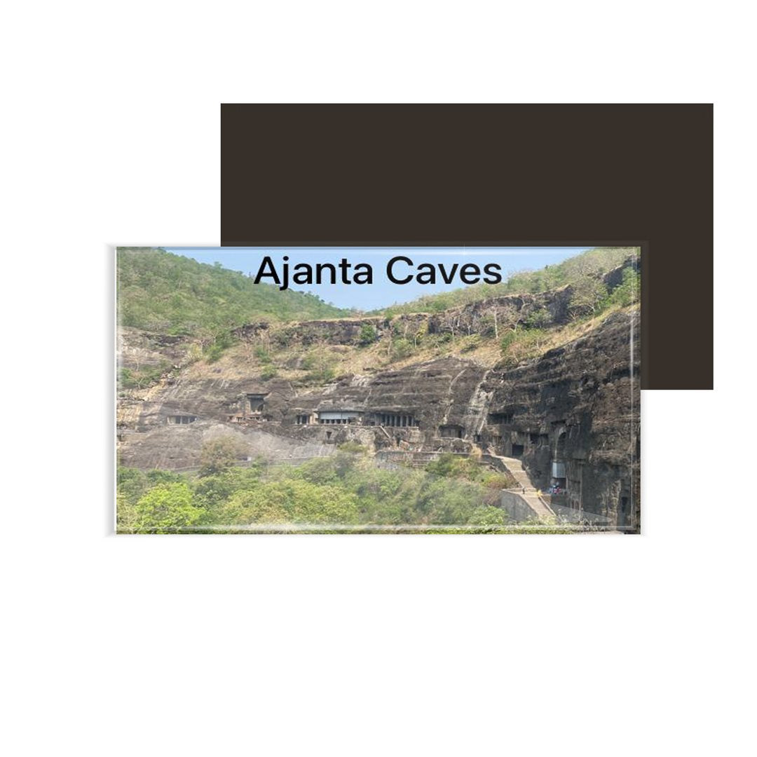 dhcrafts Fridge Magnet Rectangle Acrylic Glass (8.6 x 5.4 cm) Maharashtra Ajanta Caves Design Pack of 1